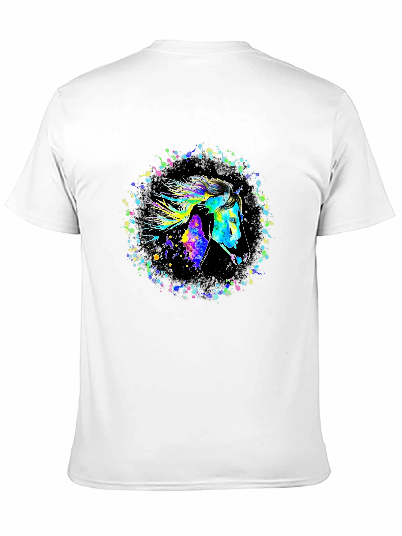 Black Vibrant Horse Graphic Print Black T-Shirt view 11