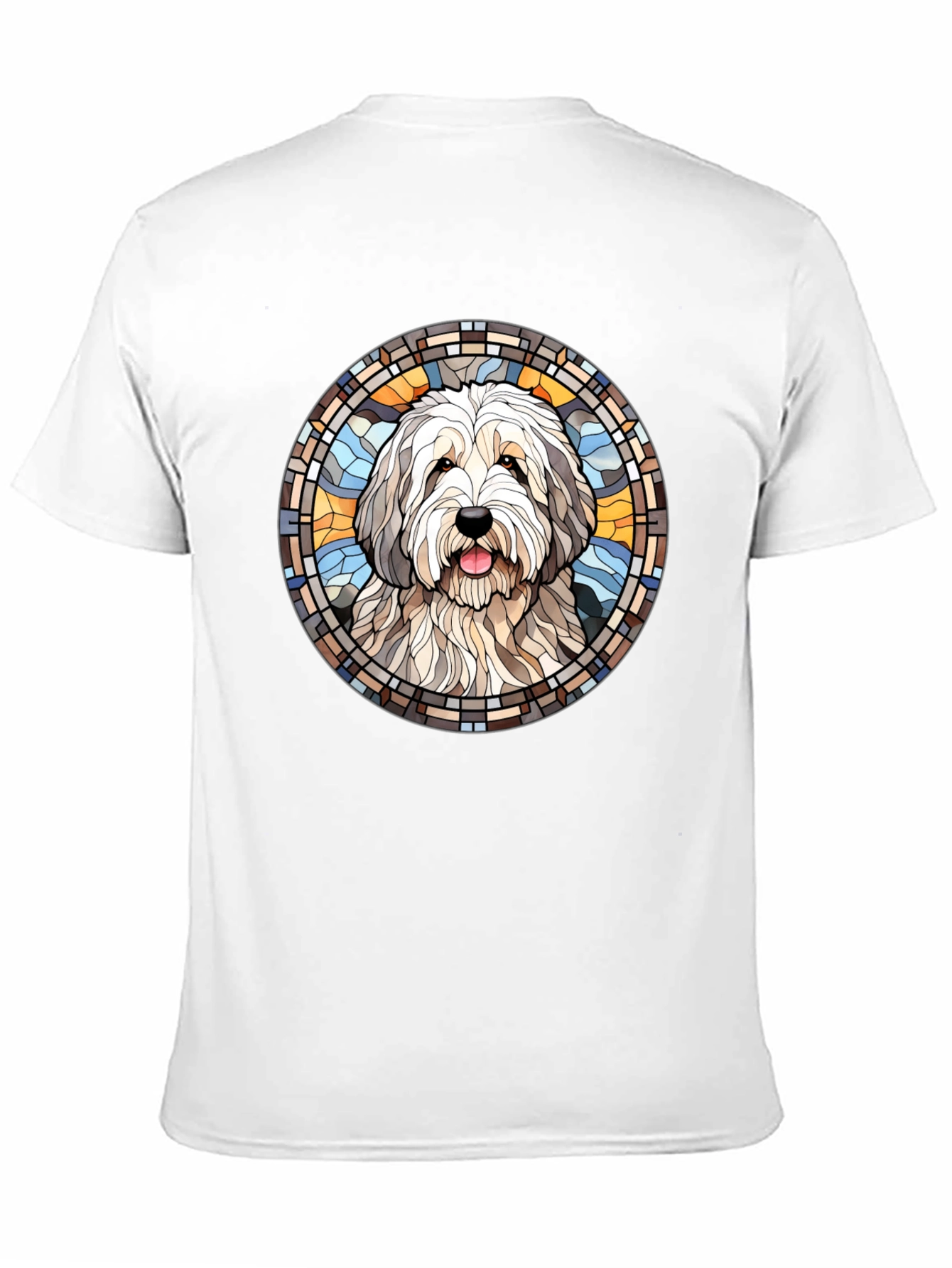 Black Dog Portrait Stained Glass Style Tee view 11
