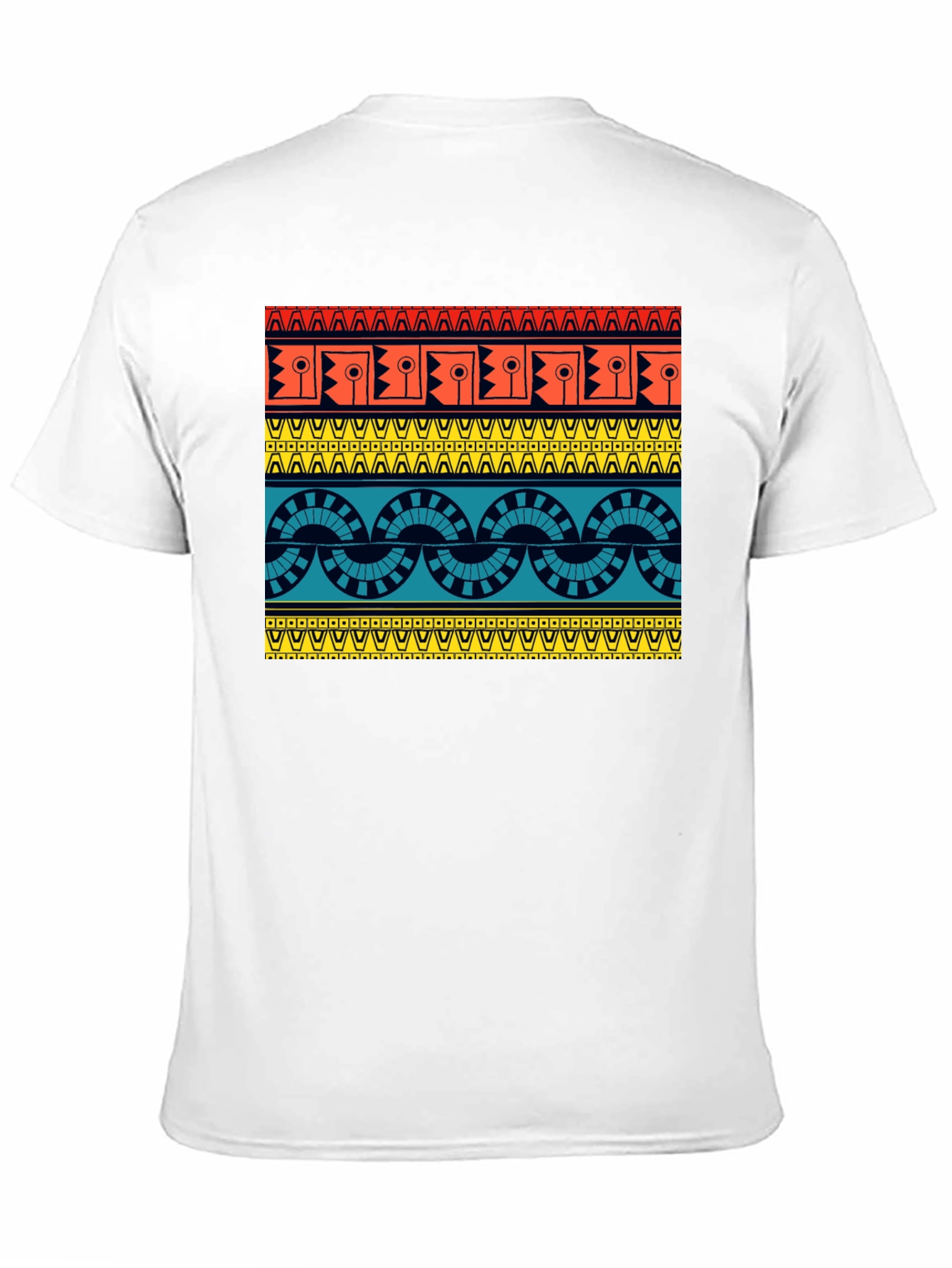 Black Geometric Aztec Pattern Black T-Shirt view 11