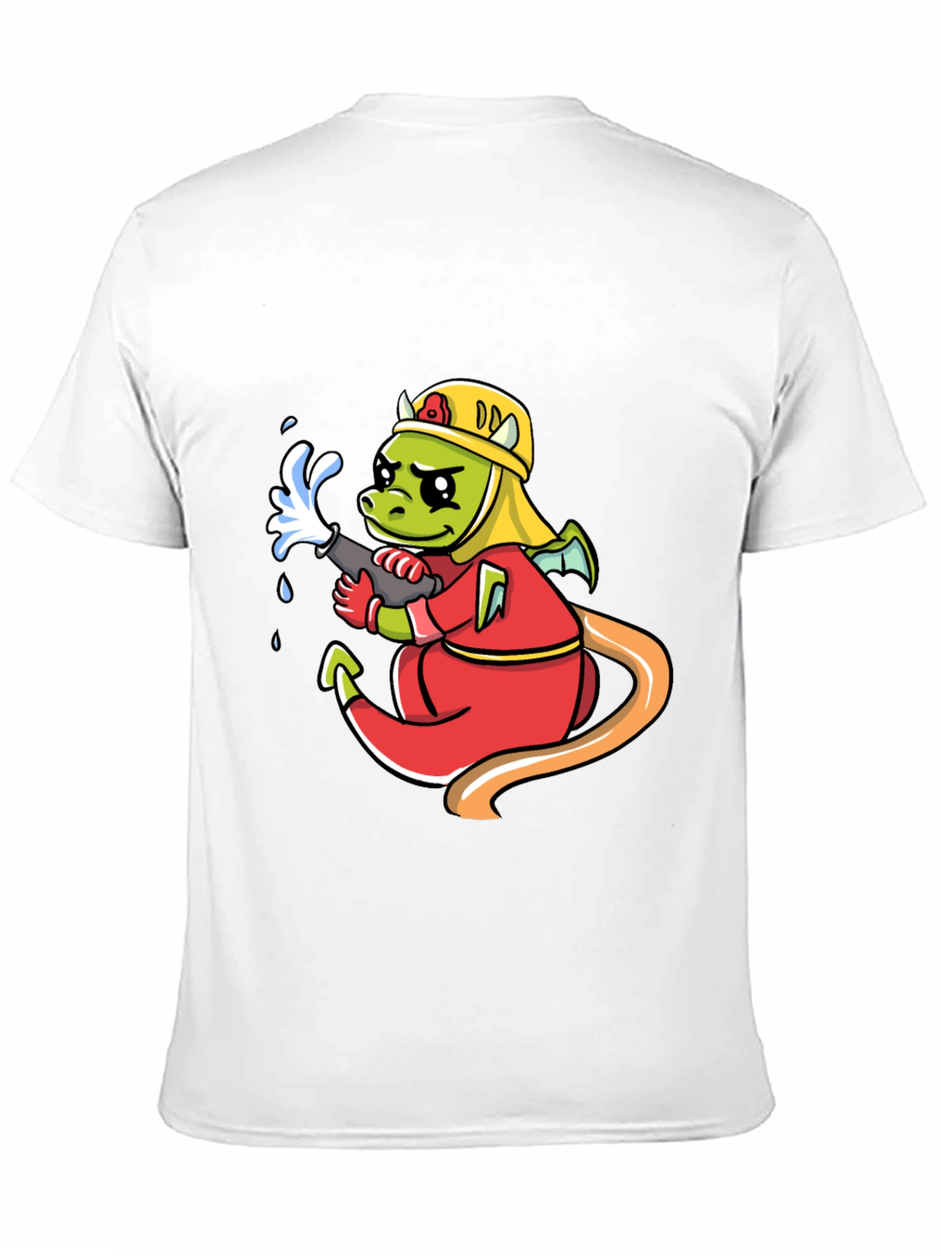 Black Cartoon Dragon Firefighter Graphic T-Shirt view 11