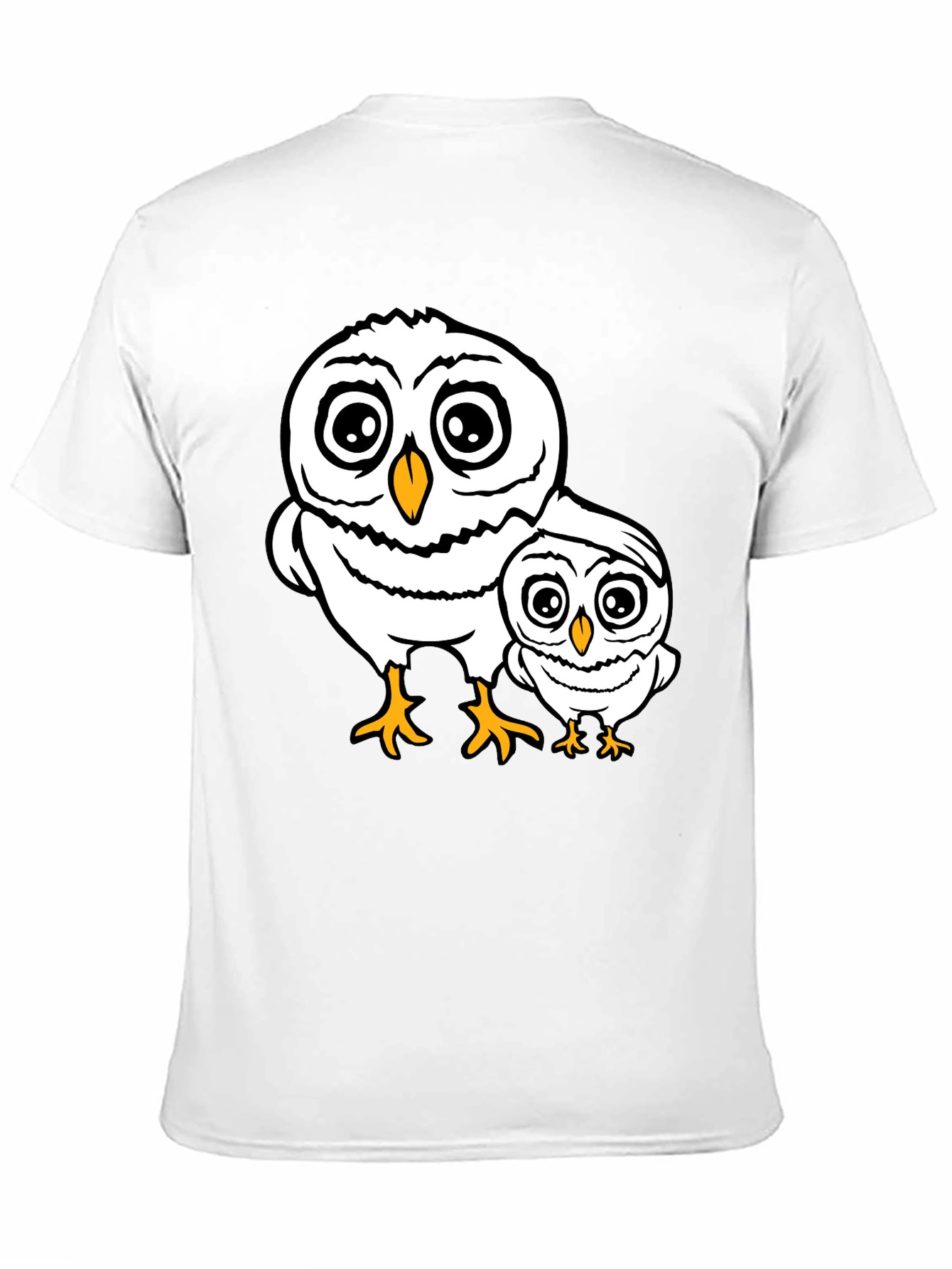 Black Cute Owl Family T-Shirt - Black Cotton Tee view 11