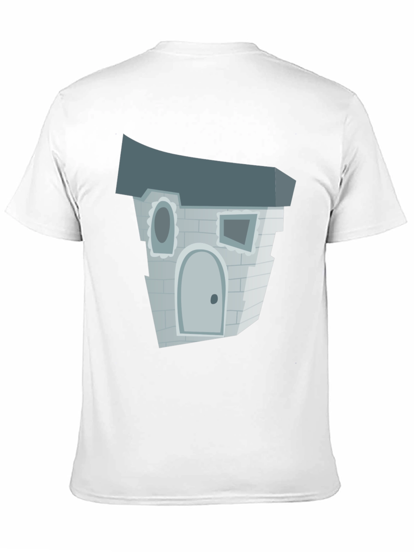 Black Cartoon Haunted House T-Shirt view 11
