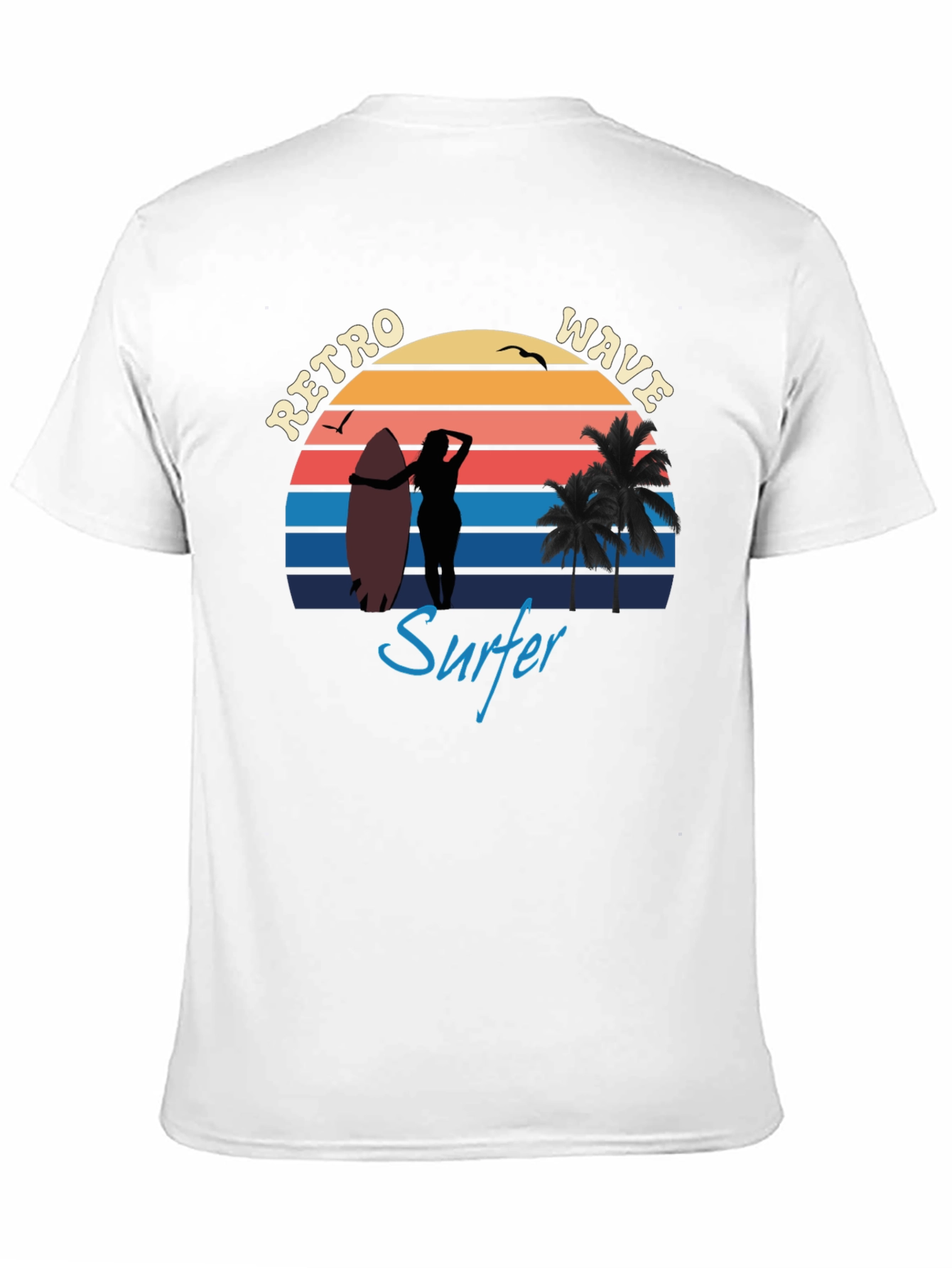 Black Retro Wave Surfer T-Shirt | Vintage Surf Design view 11