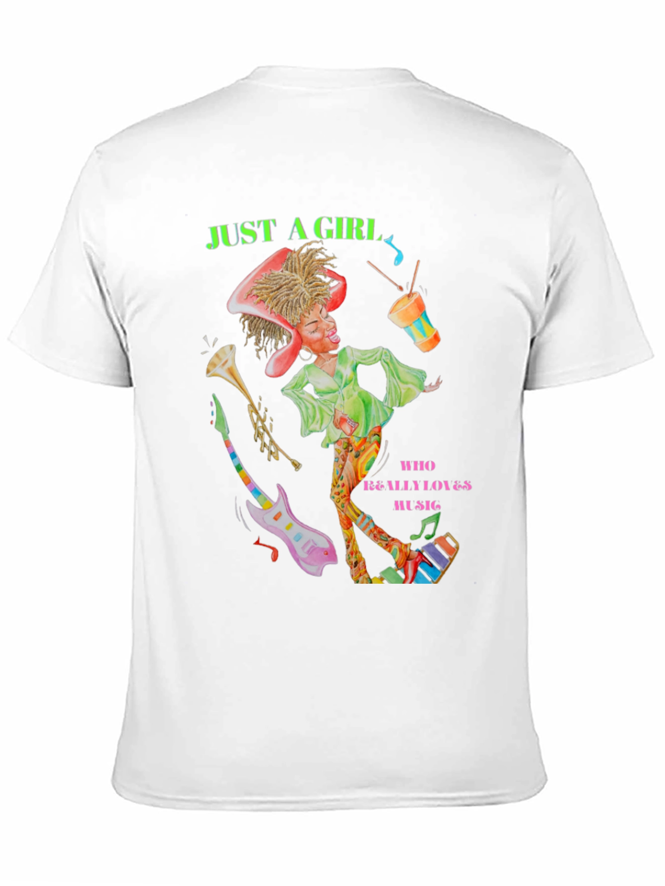 Black Just A Girl Who Loves Music T-Shirt view 11