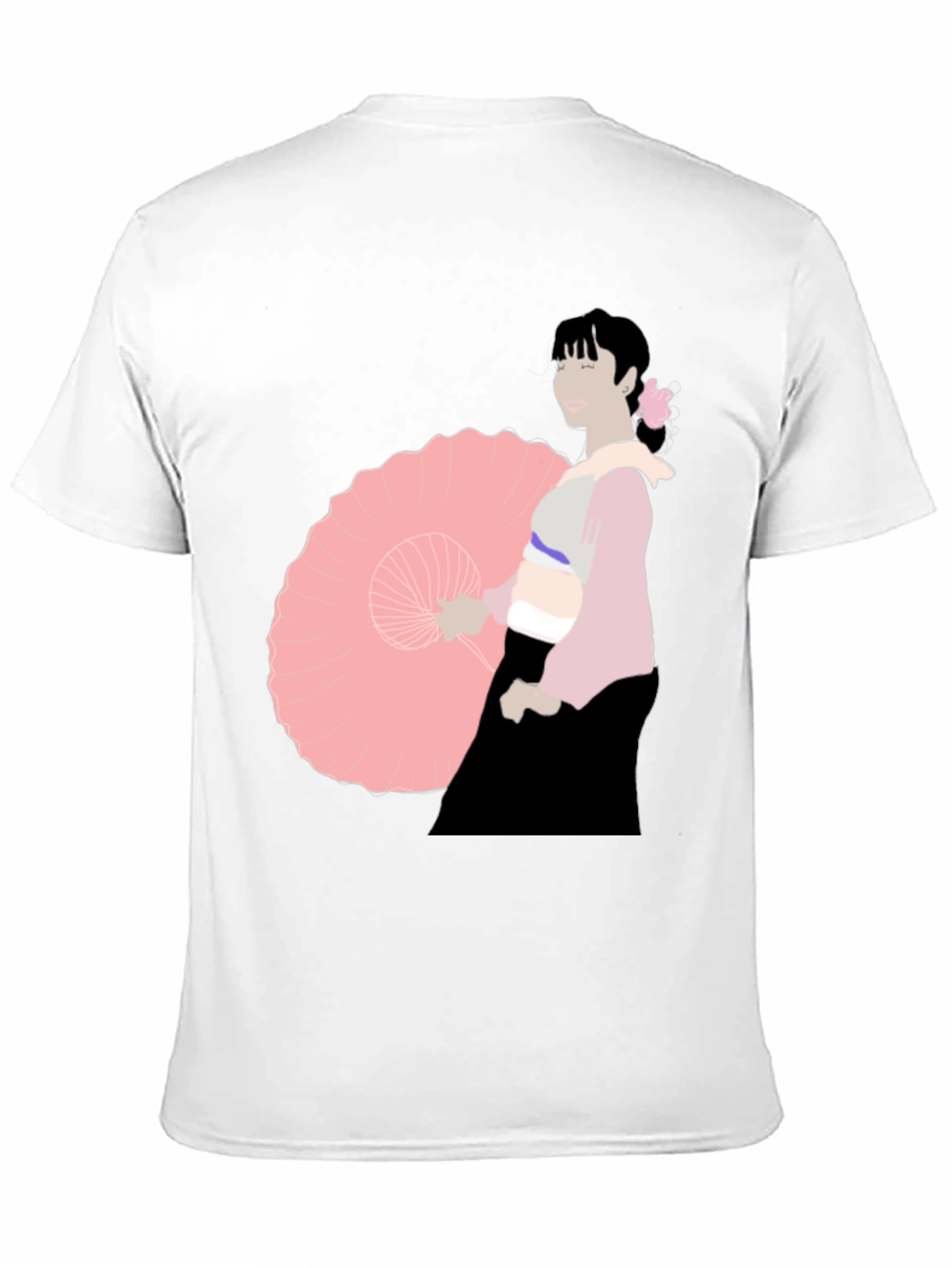 Black Black T-Shirt with Japanese Woman Illustration view 11