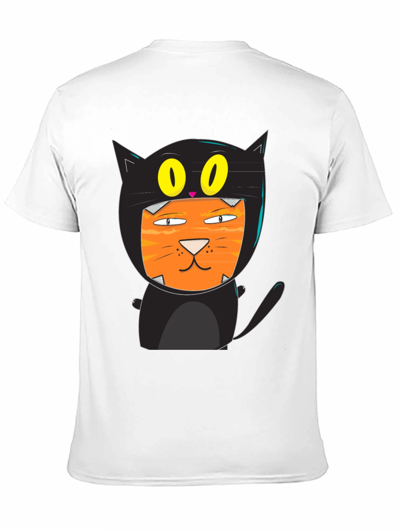 Black Funny Cat Costume T-Shirt Black Cotton view 11