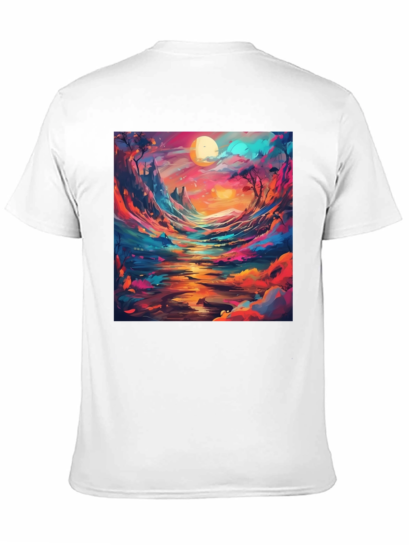 Black Artistic Landscape Graphic T-Shirt view 11