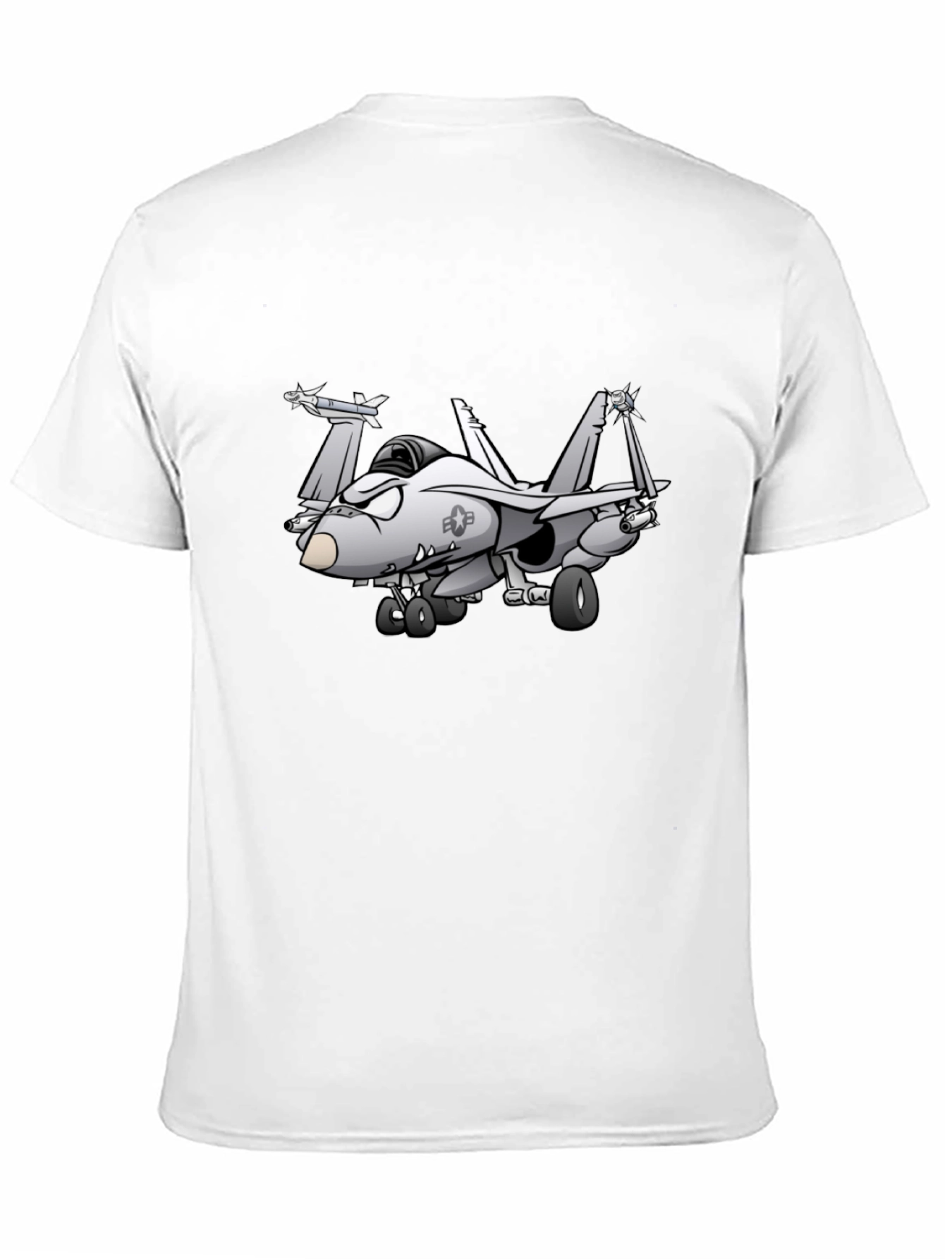 Black Cartoon Fighter Jet Graphic Black T-Shirt view 11
