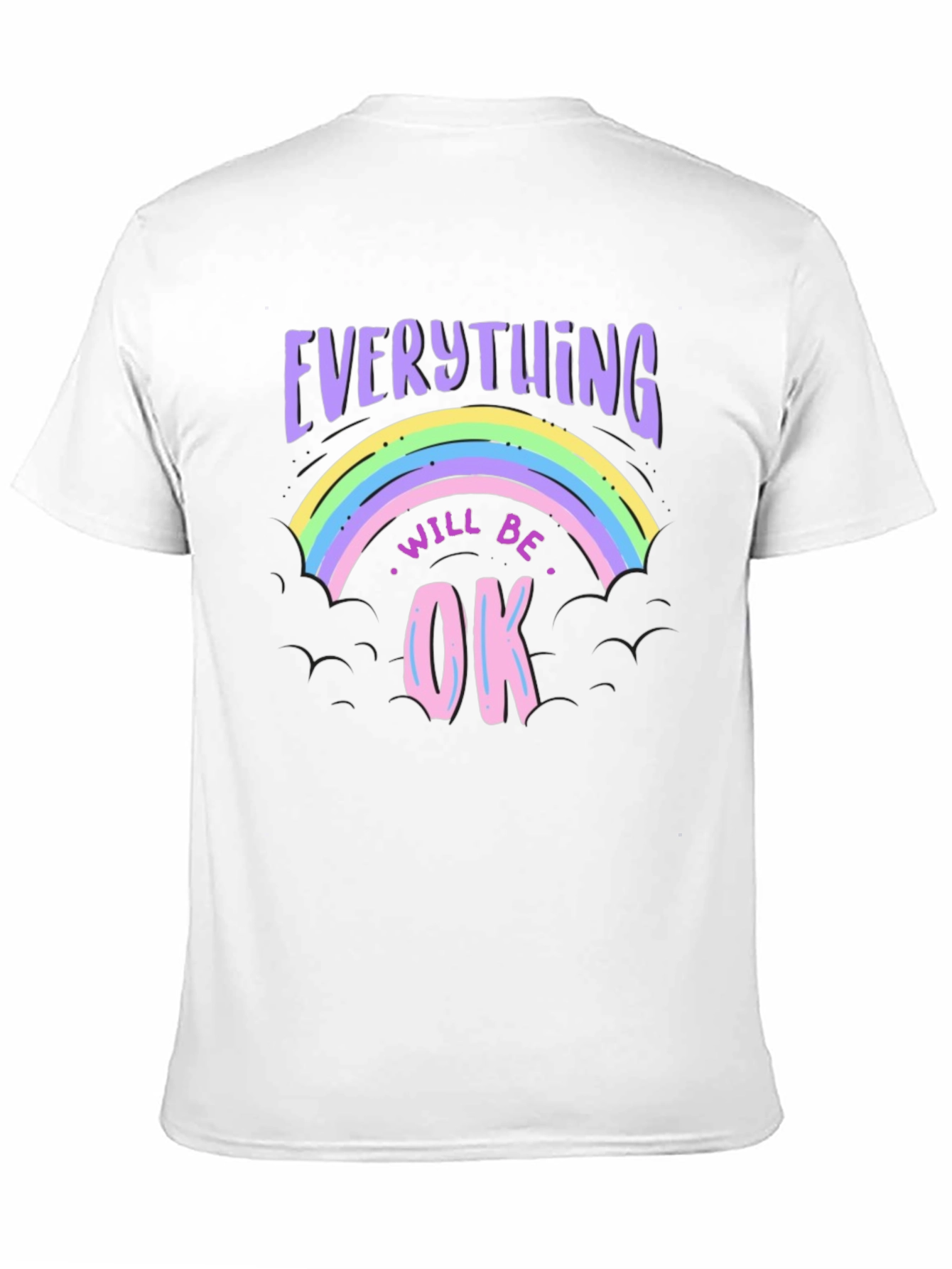Black Everything Will Be Ok Rainbow Graphic T-Shirt view 11