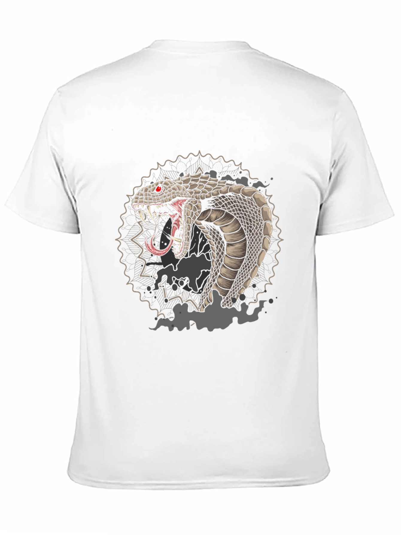 Black Men's Black Graphic Tee - Cobra Snake Design view 11