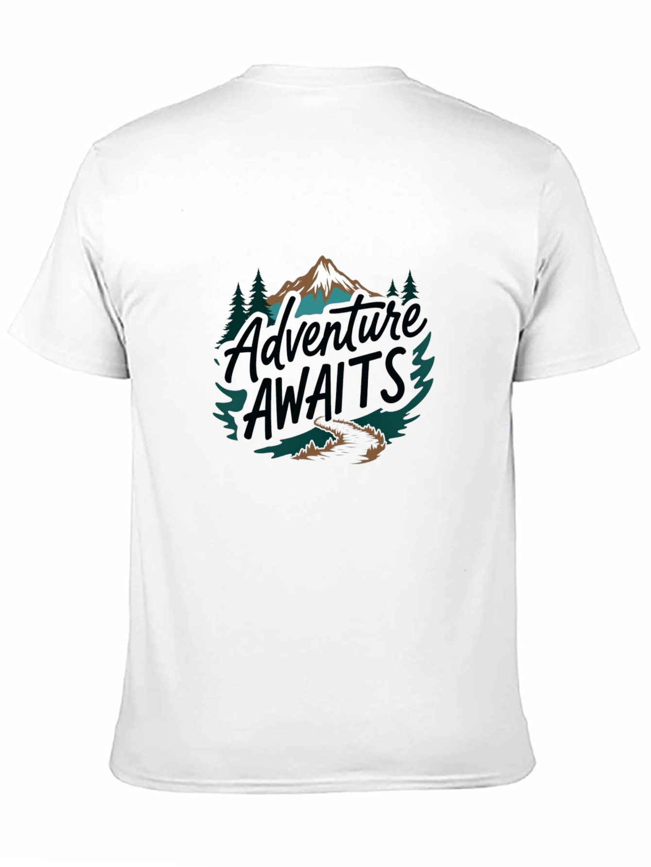 Black Adventure Awaits Graphic Tee - Mountain Design view 11
