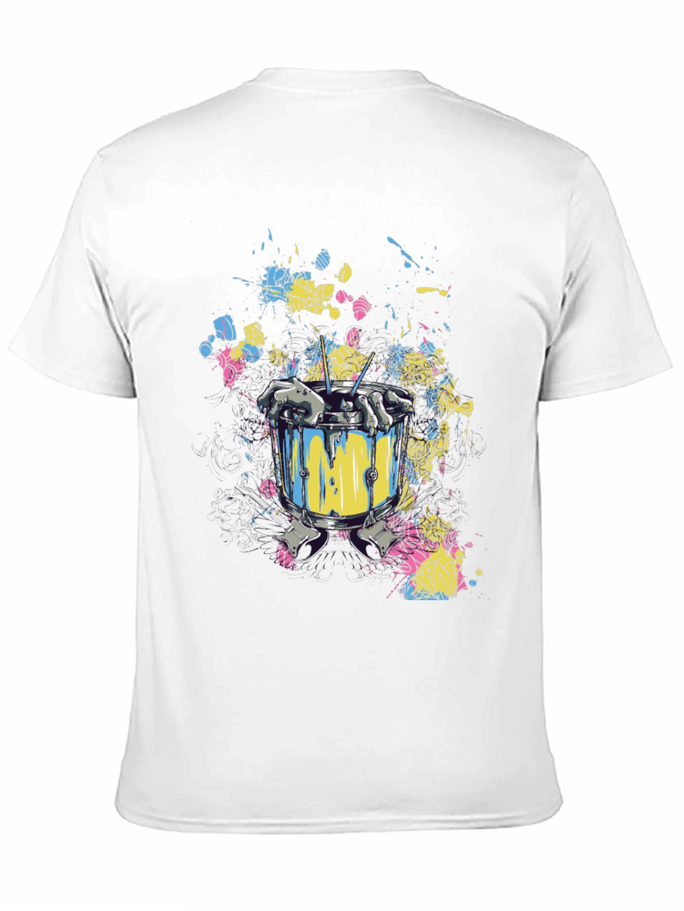 Black Drum Set Splatter Art Black T-Shirt view 11