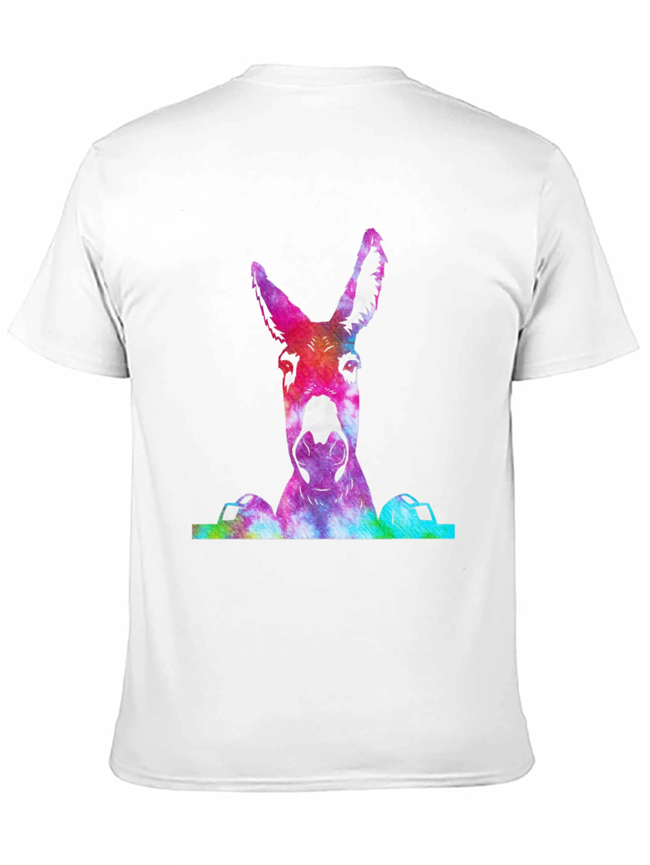 Black Colorful Tie-Dye Donkey Graphic T-Shirt view 11