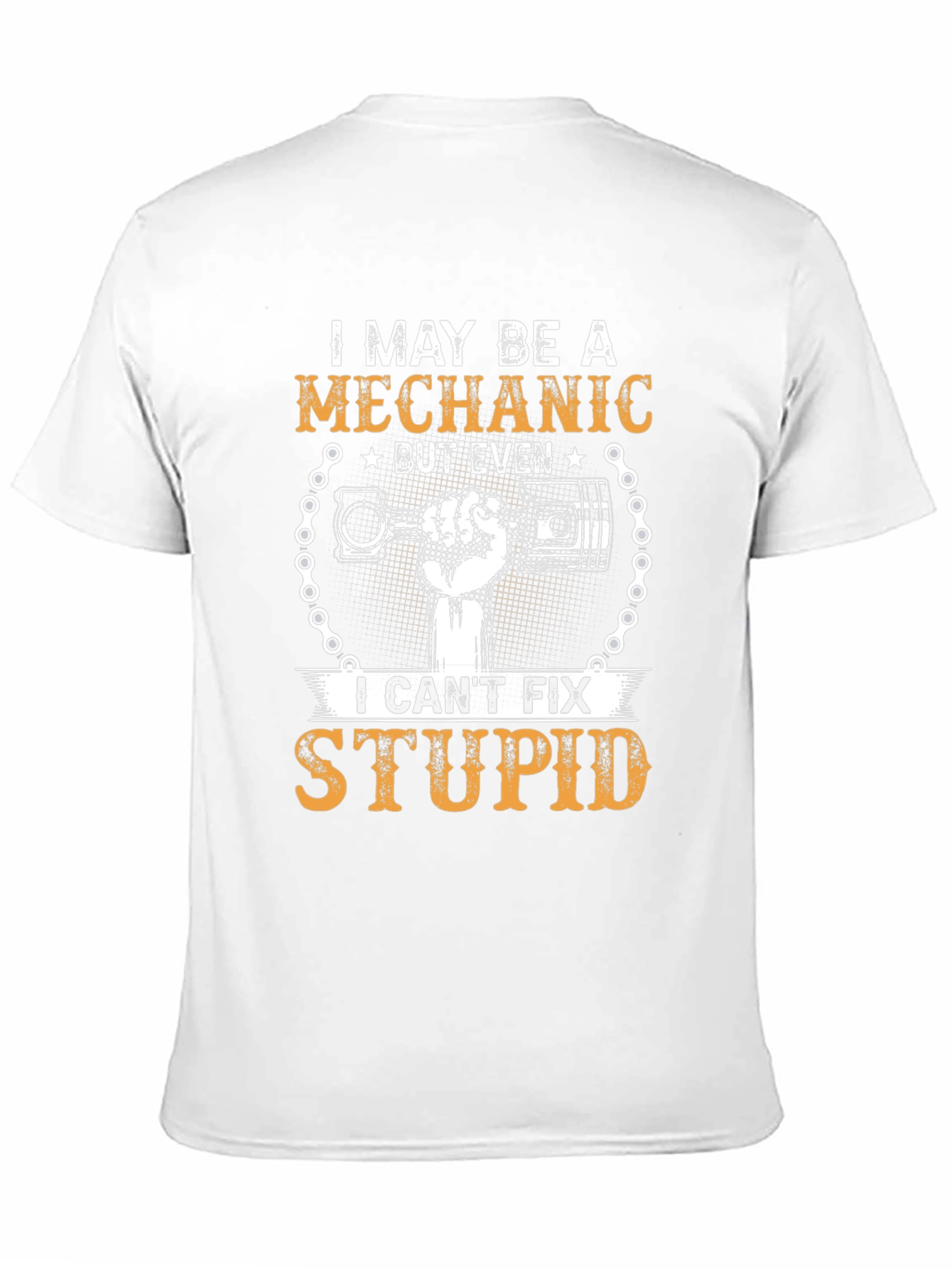 Black Mechanic Humor T-Shirt - Can't Fix Stupid view 11