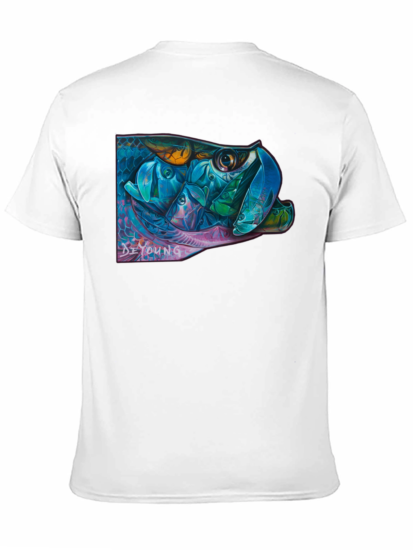 Black Vibrant Fish Graphic Black T-Shirt view 11