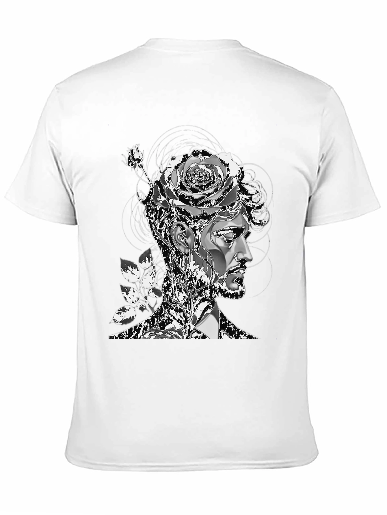 Black Artistic Floral Head T-Shirt - Mens Black Tee view 11