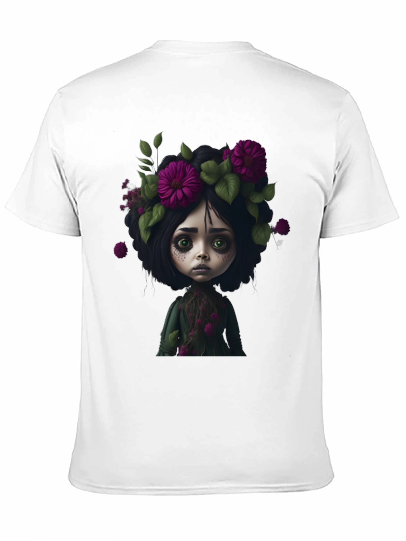 Black Floral Doll Graphic Black T-Shirt view 11