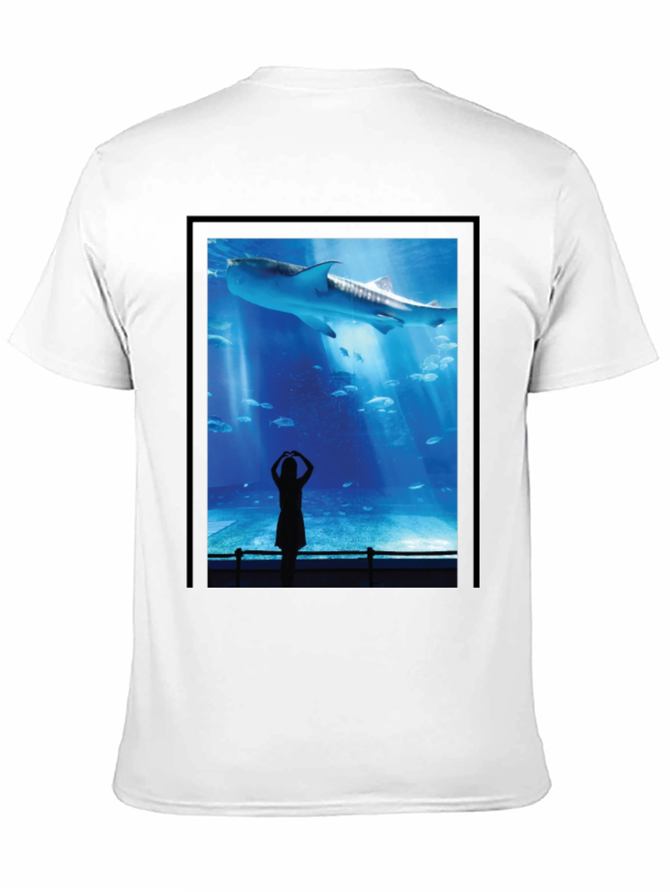 Black Aquarium Shark Graphic Tee - Black Cotton T-Shirt view 11