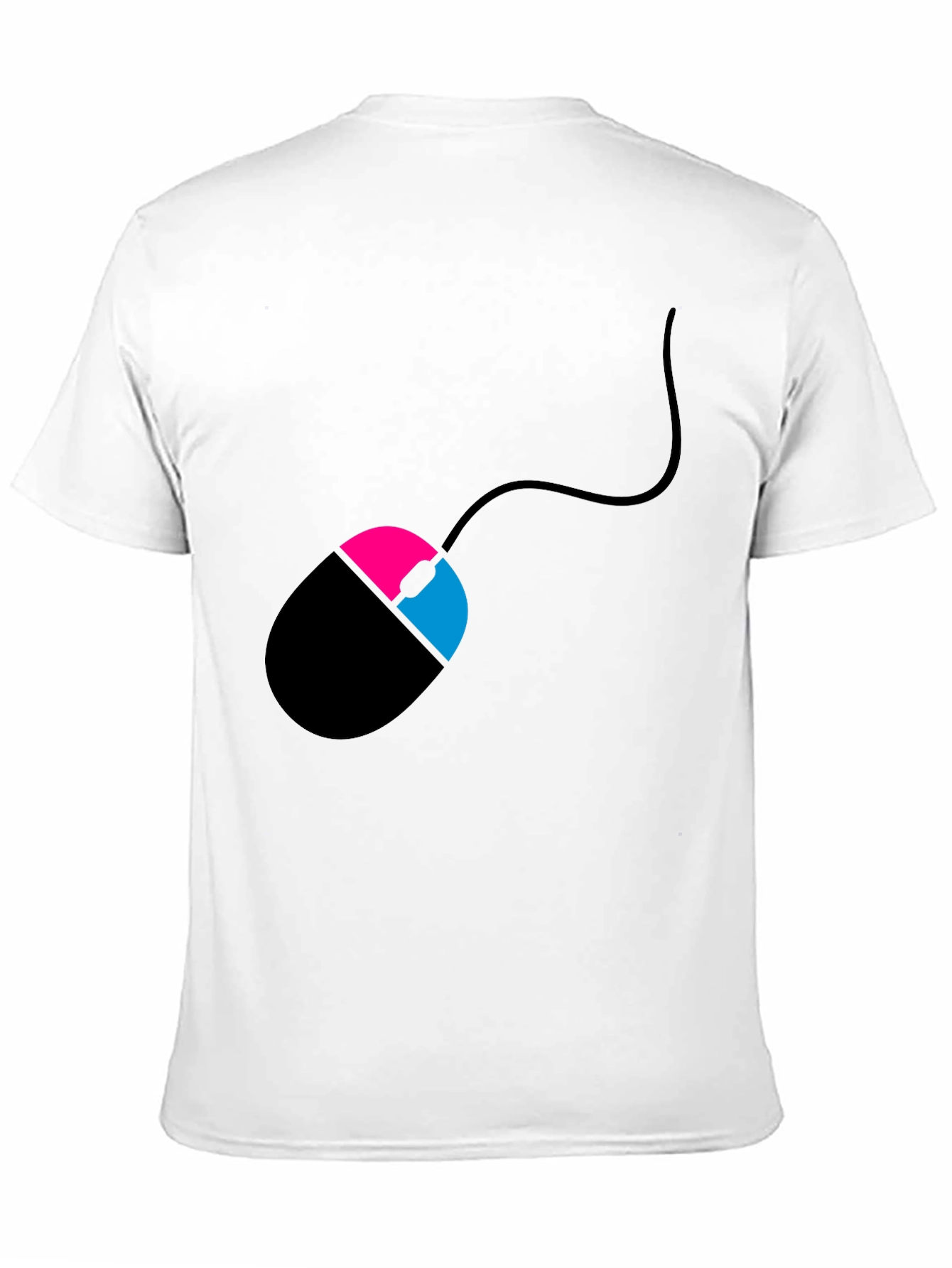 Black Men's Black T-Shirt with Mouse Design view 11