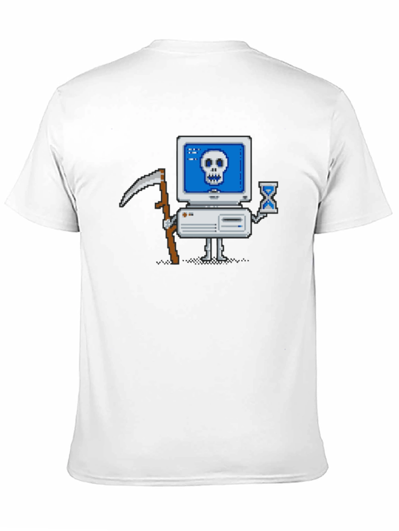 Black Pixel Grim Reaper Computer T-Shirt - Tech Humor Tee view 11