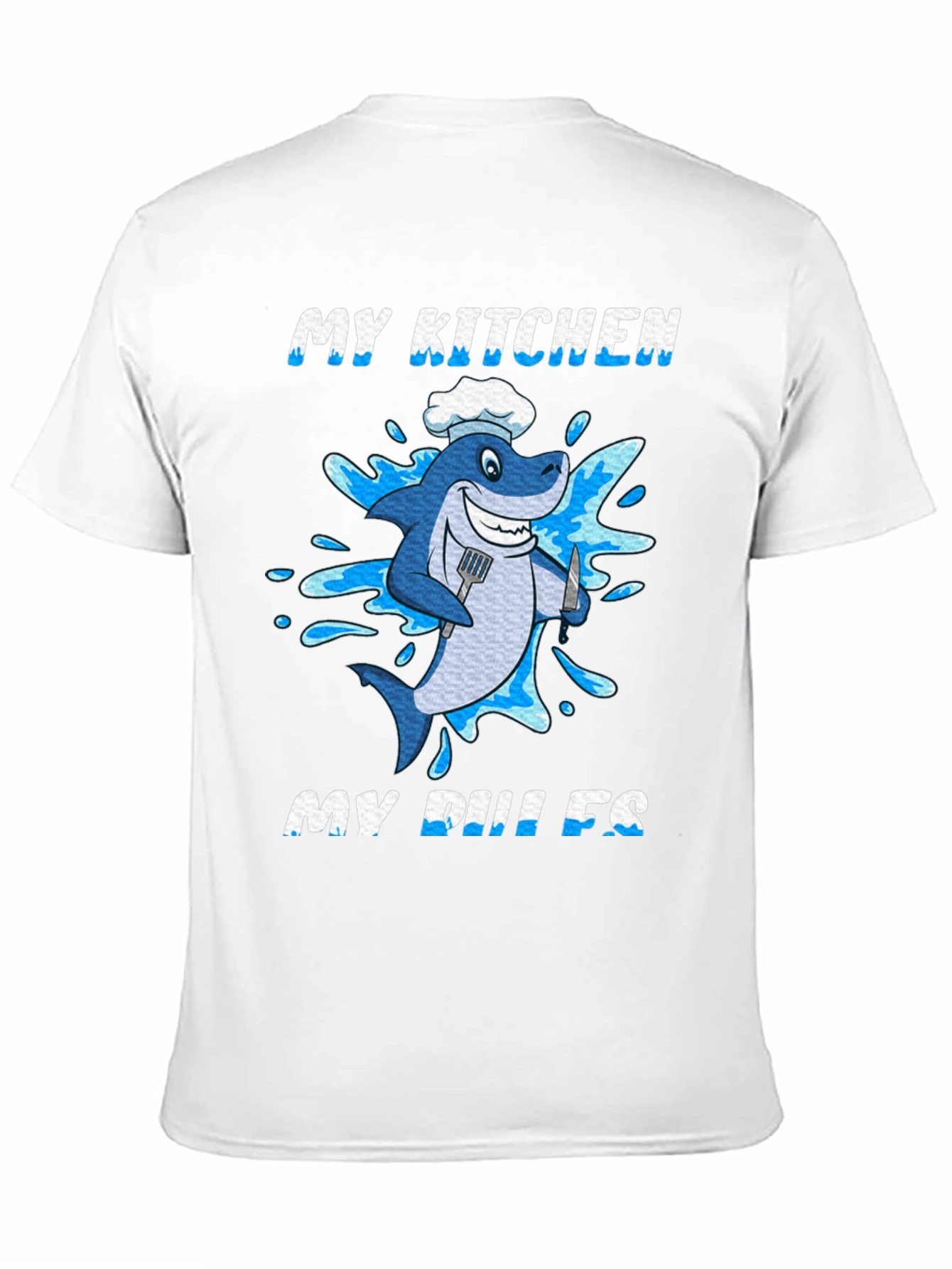Black My Kitchen My Rules Shark Chef T-Shirt view 11
