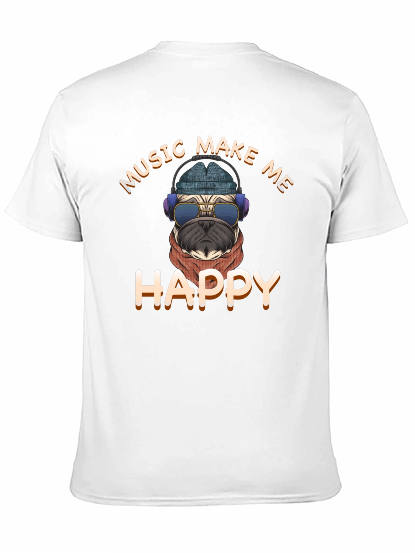 Black Music Make Me Happy Pug Graphic T-Shirt view 11