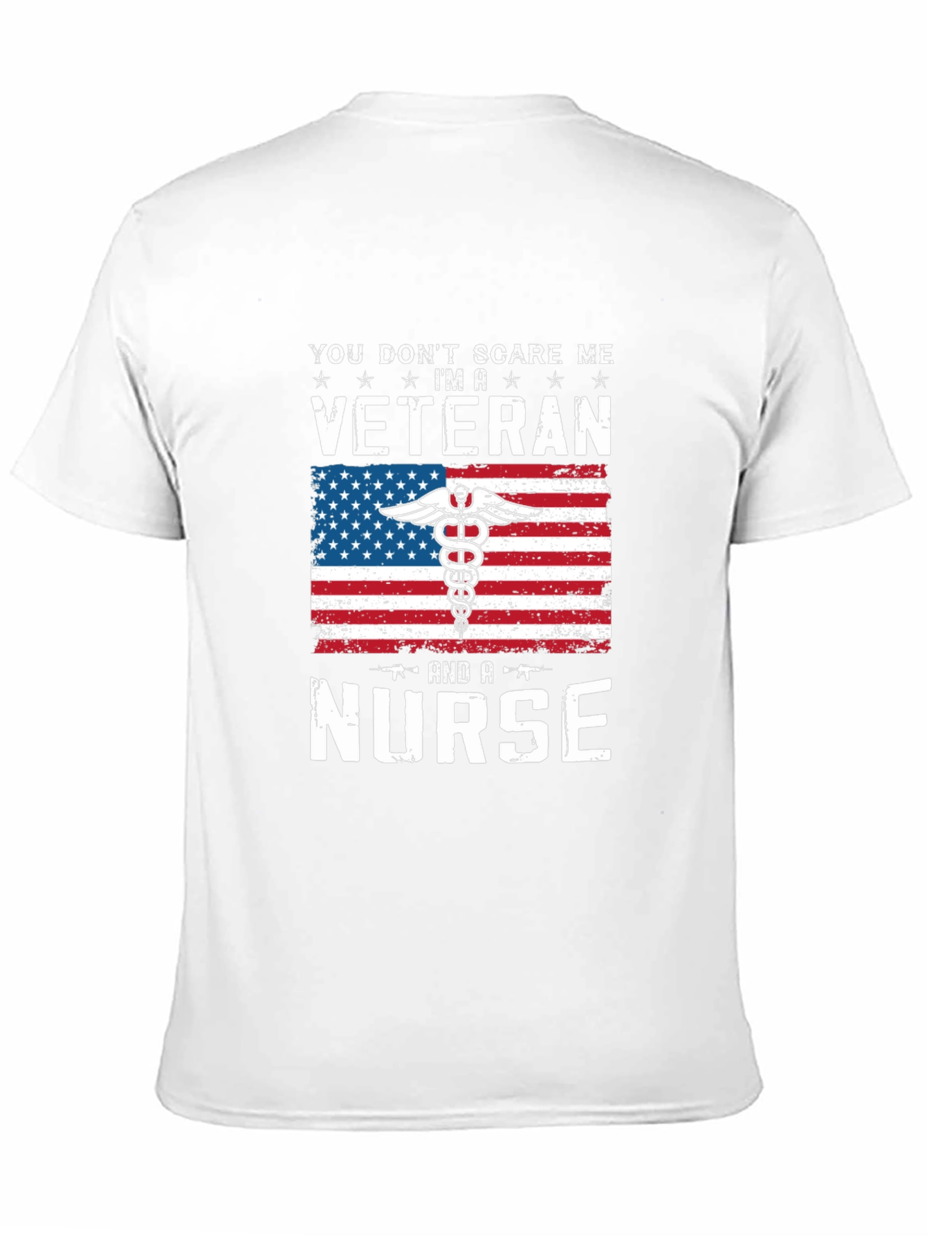 Black Veteran Nurse T-Shirt - Patriotic American Flag Design view 11