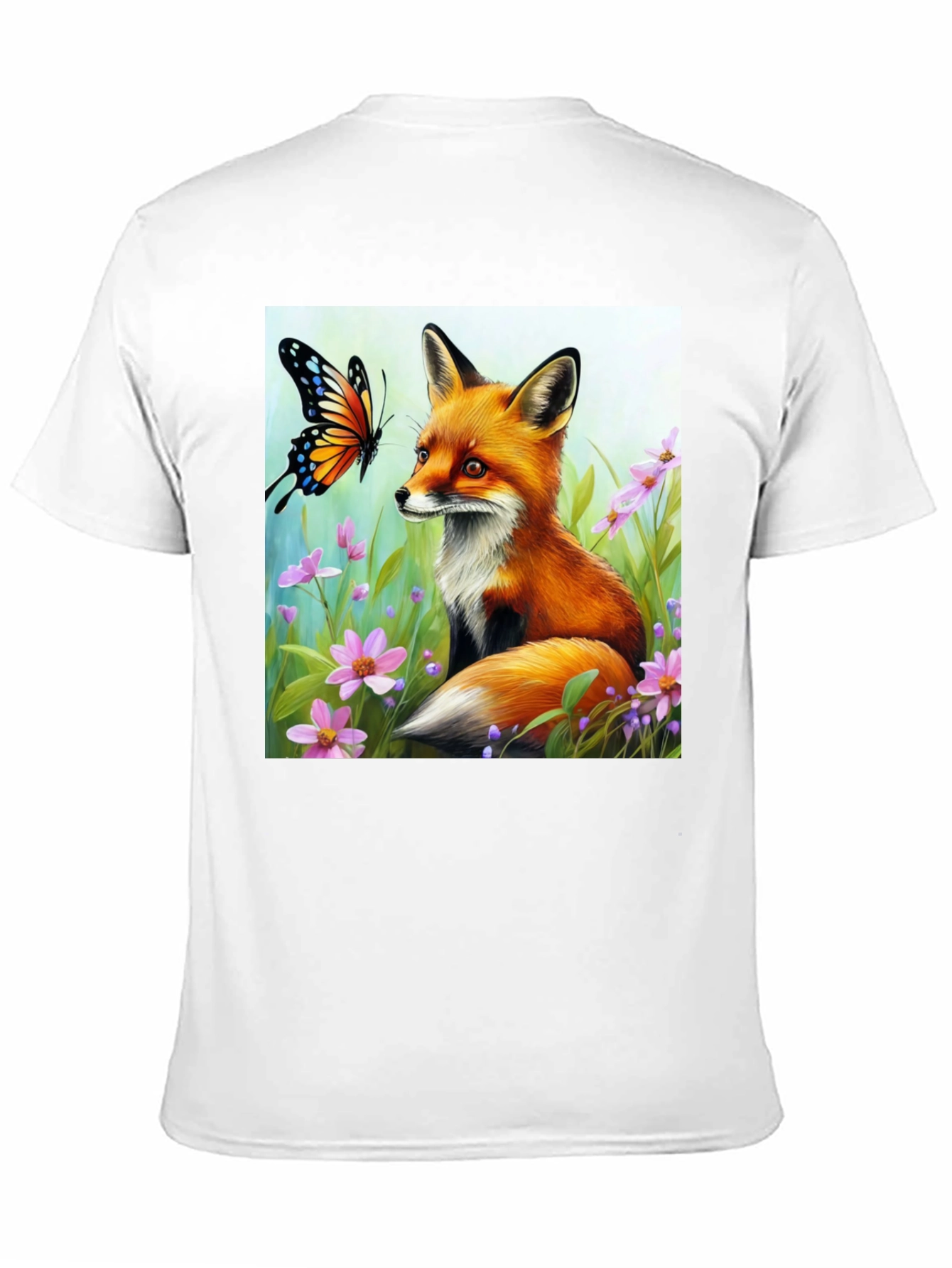 Black Fox & Butterfly Graphic Tee - Nature Lover's Shirt view 11