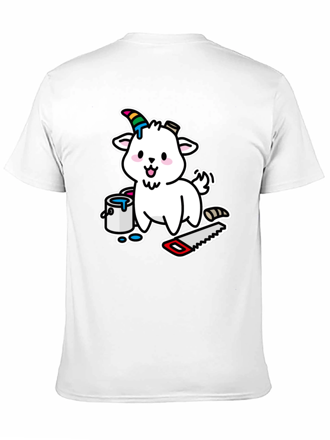 Black Goat DIY T-Shirt: Cartoon Goat with Paint and Saw view 11