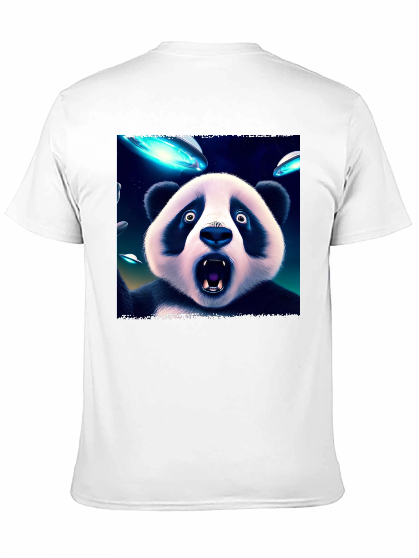 Black UFO Panda Graphic Tee - Black Cotton Blend T-Shirt view 11