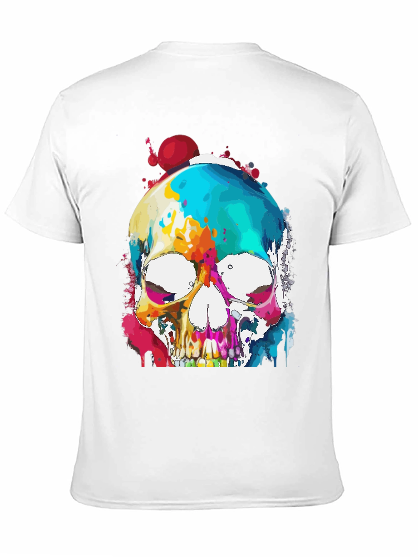 Black Colorful Skull Graphic Tee - Men's Black T-Shirt view 11