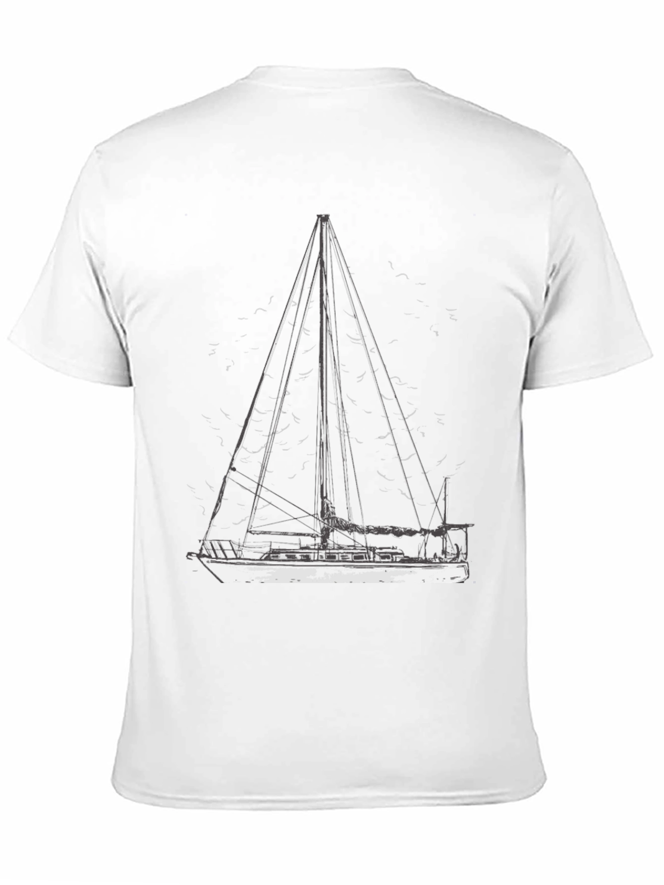 Black Nautical Sailboat Graphic T-Shirt - Black Cotton Tee view 11