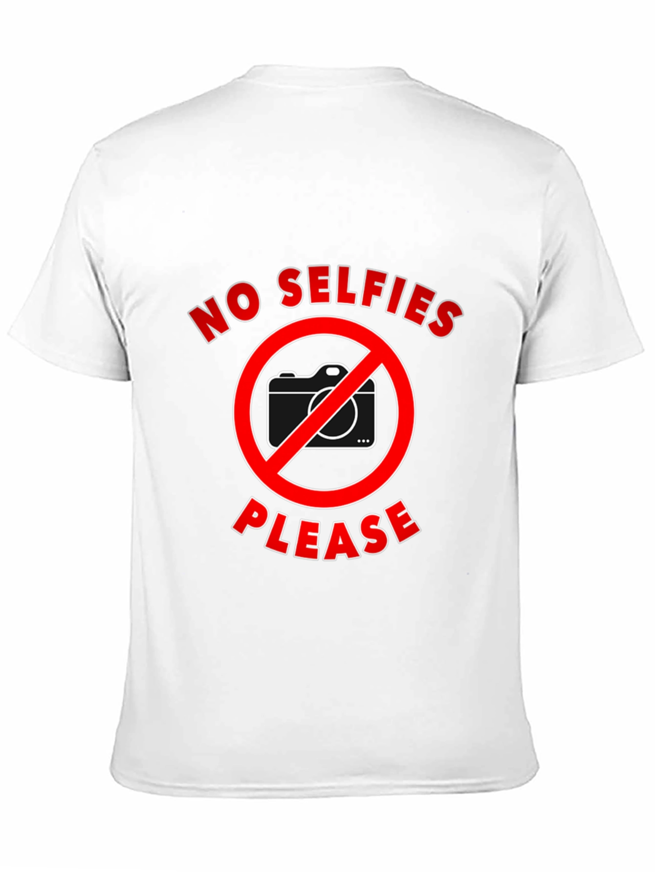 Black No Selfies Please T-Shirt - Funny Graphic Tee view 11