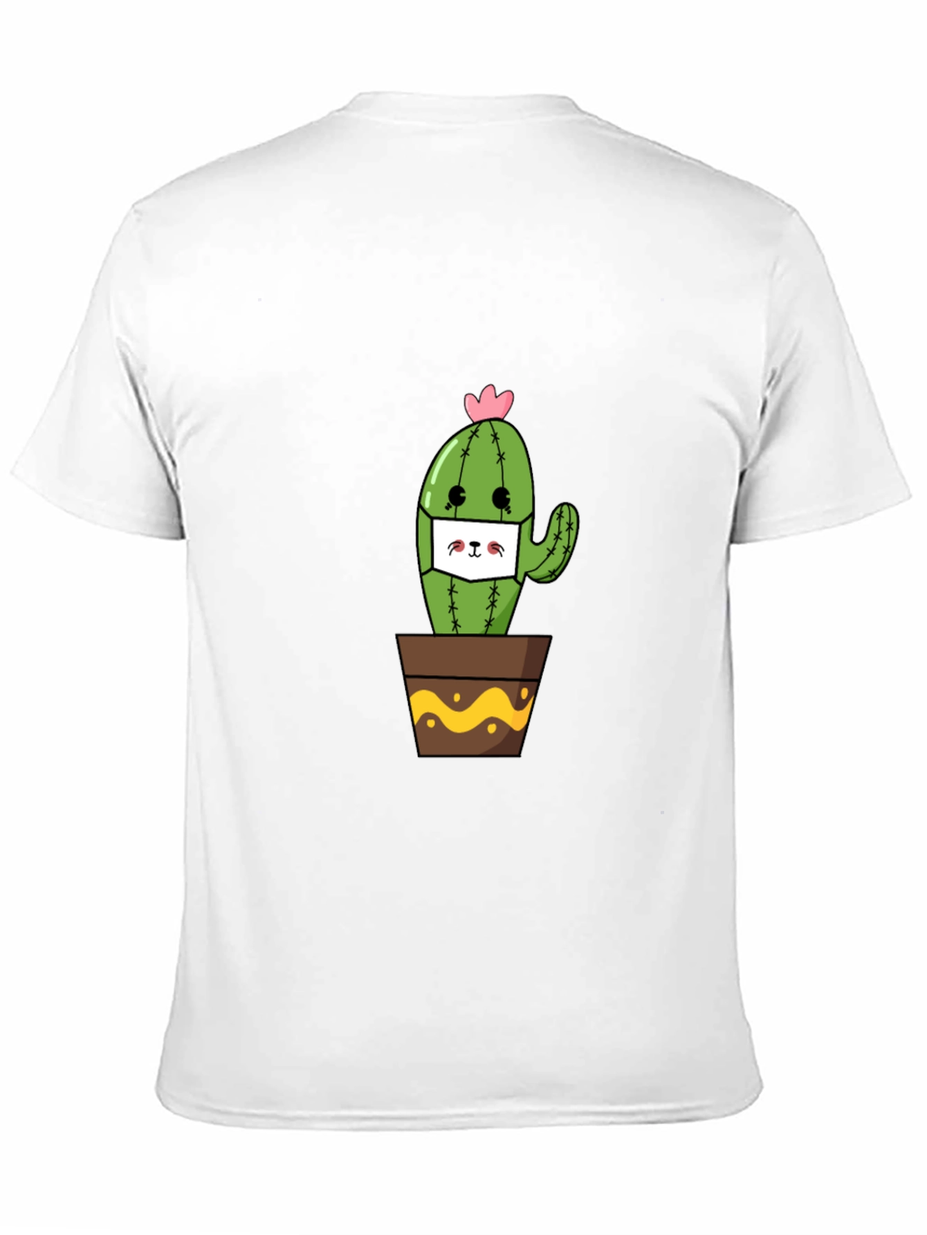 Black Cute Cactus Face Mask T-Shirt view 11