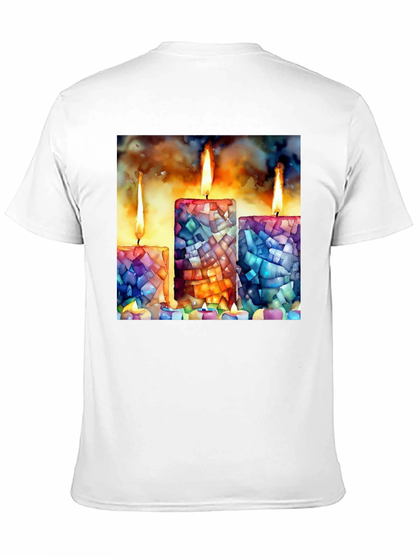 Black Mosaic Candle Print Tee - Artistic Comfort view 11