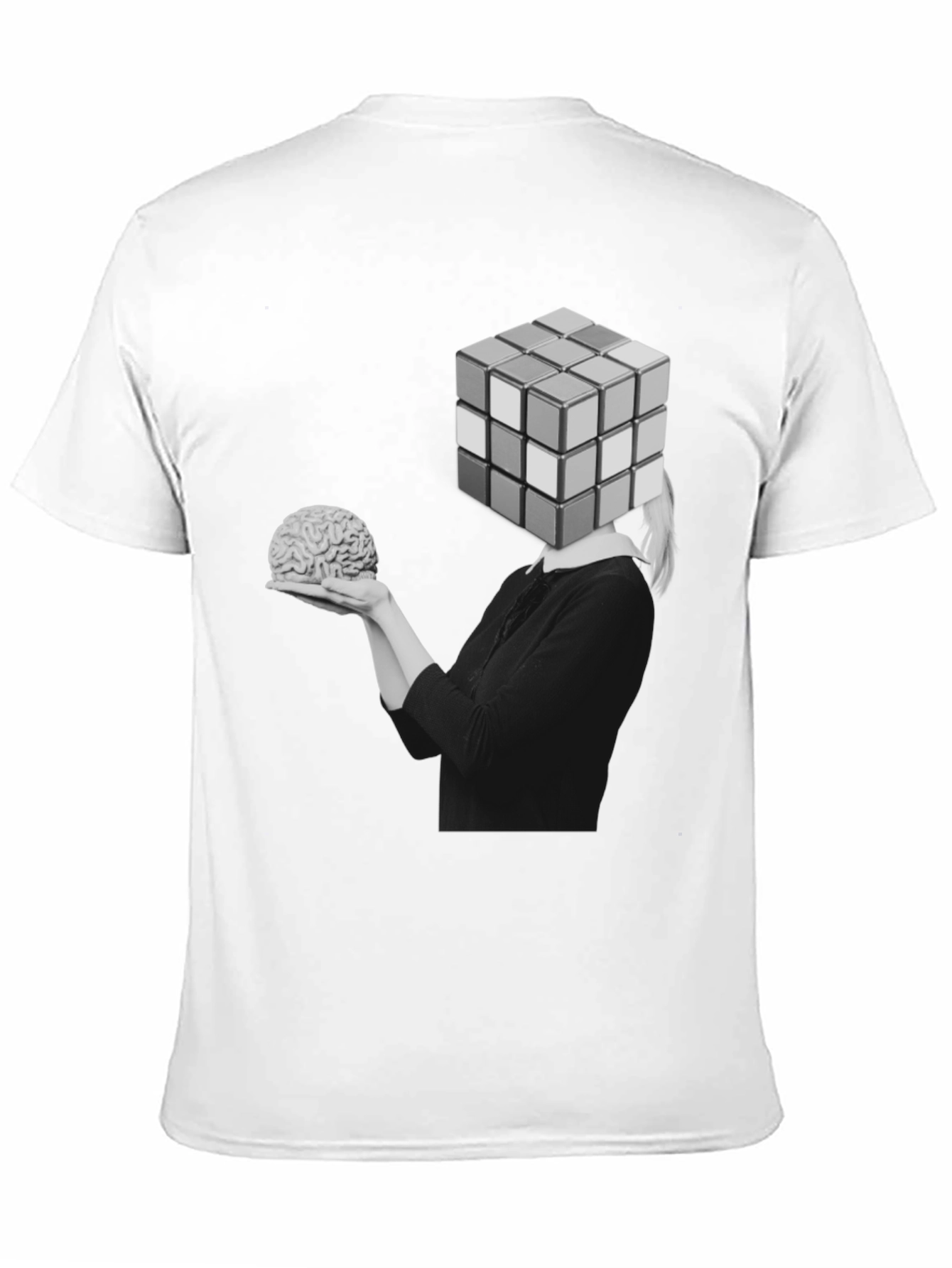 Black Rubik's Cube Brain T-Shirt view 11