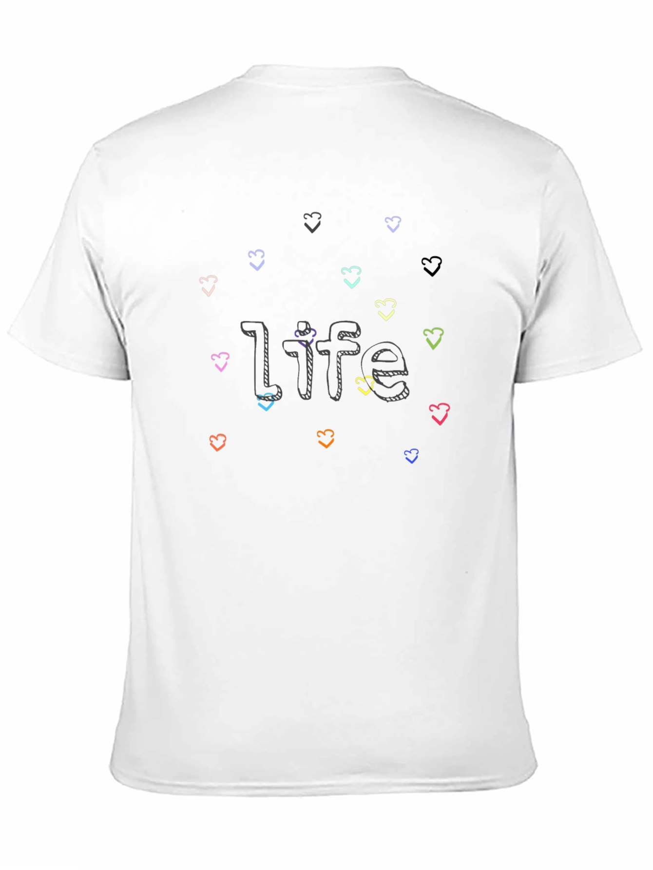 Black Life With Hearts Graphic Tee - Black Cotton Shirt view 11