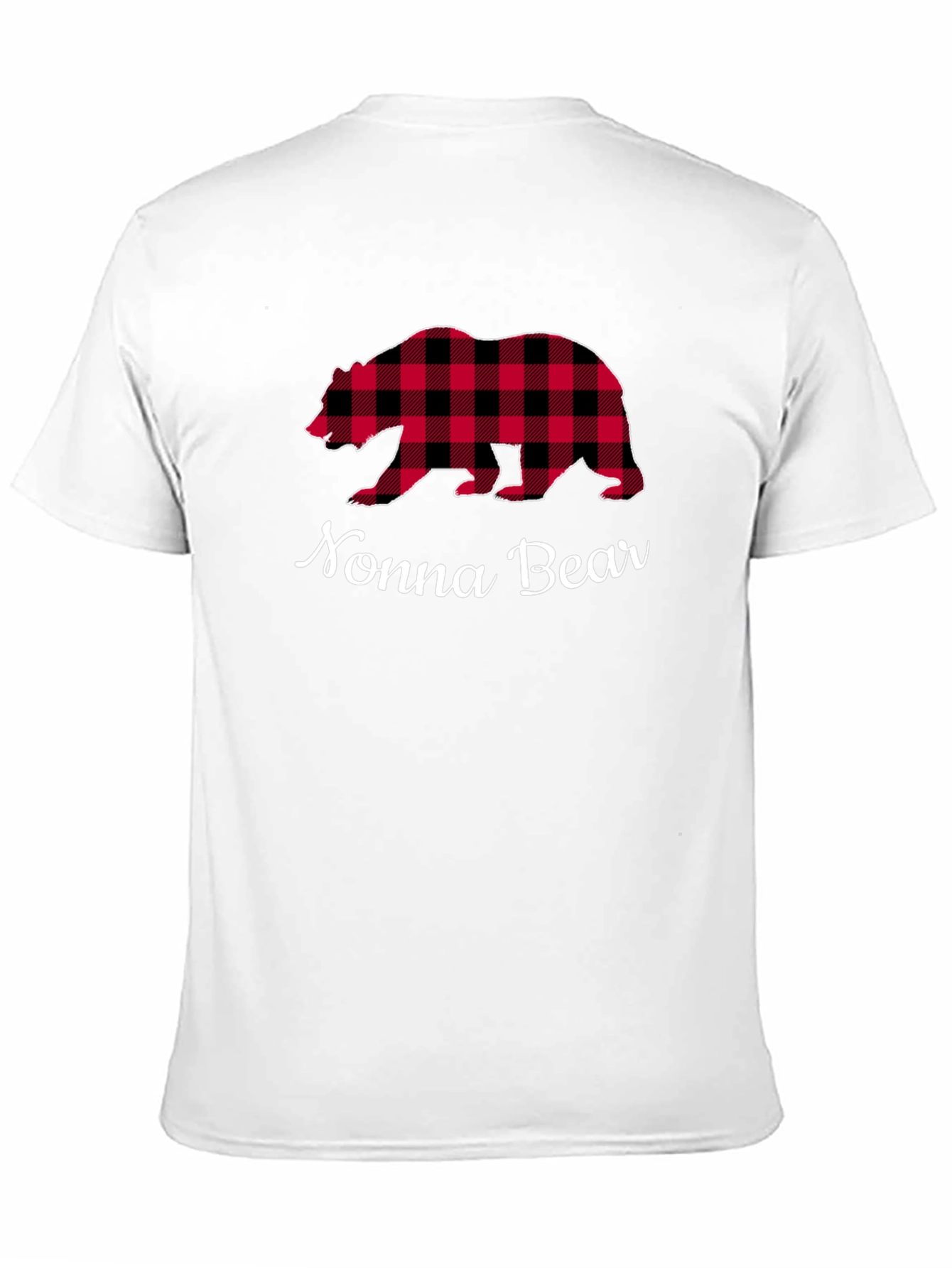 Nonna Bear Plaid Graphic Tee - Black Cotton Shirt - 11