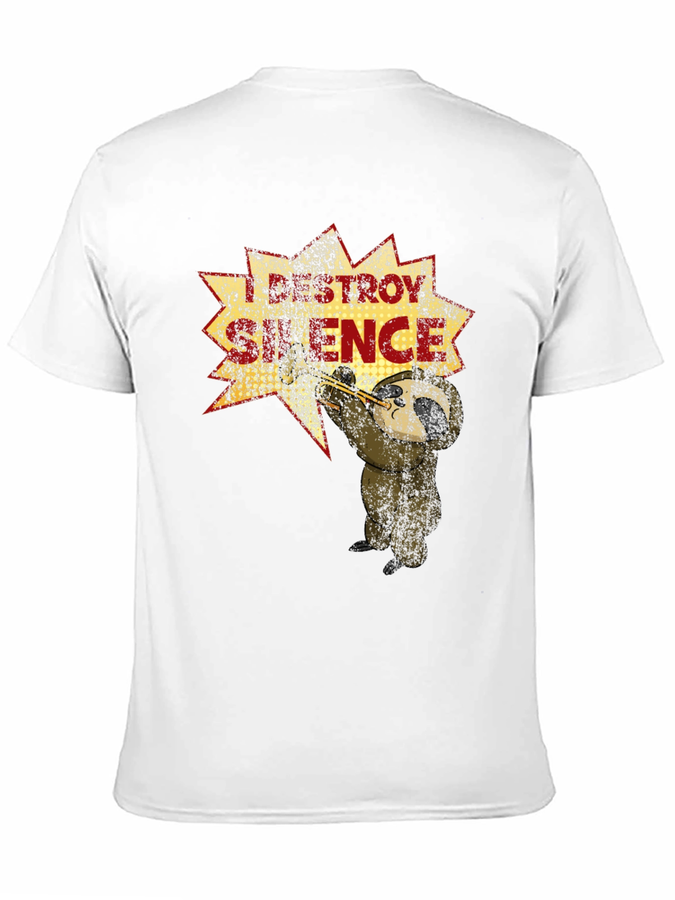 Black I Destroy Silence T-Shirt Funny Sloth Trumpet Tee view 11