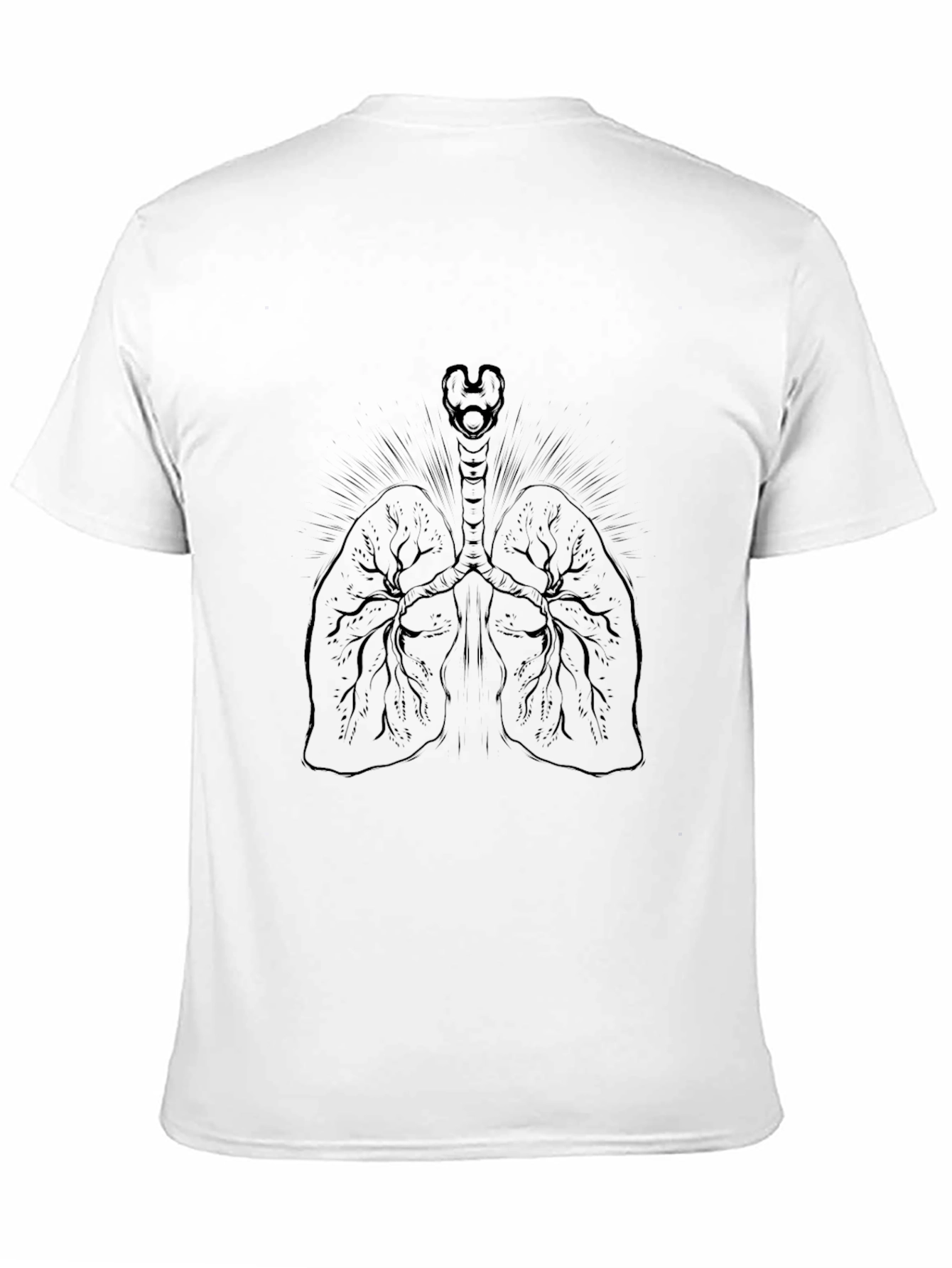Black Anatomical Lungs Graphic Print Black T-Shirt view 11