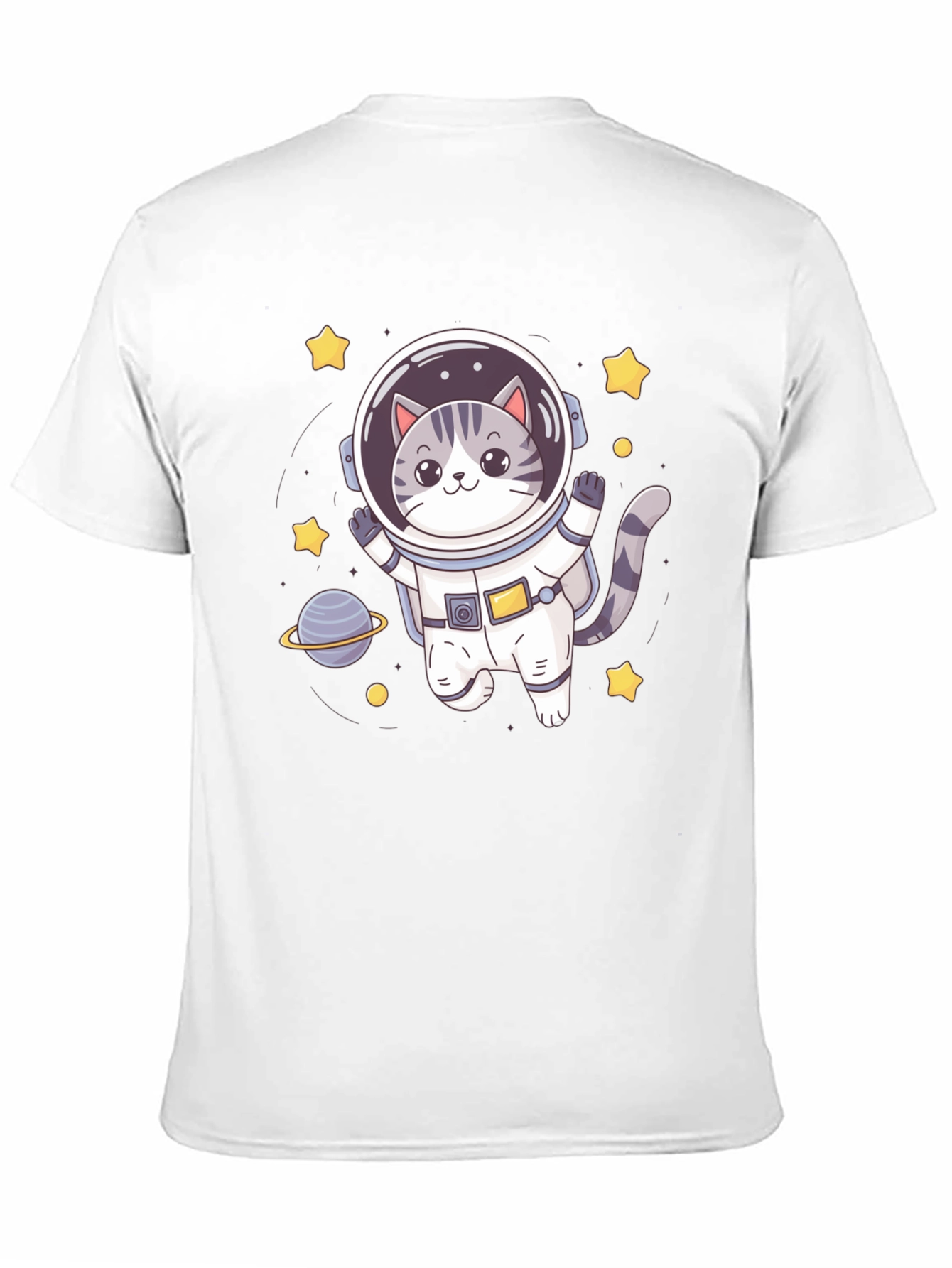 Black Astronaut Cat Graphic Tee - Space Lover Shirt view 11