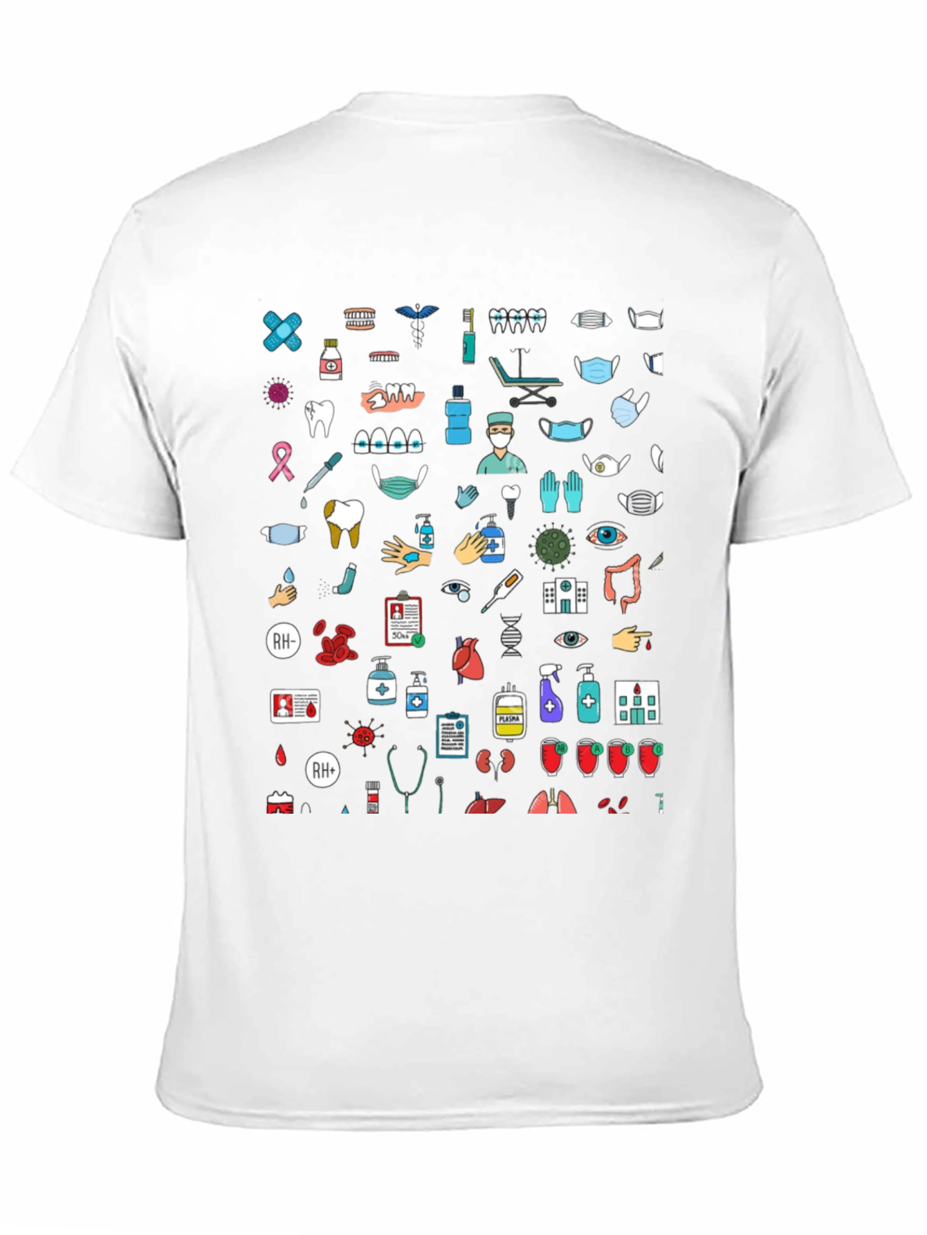 Black Medical Icon Pattern Black T-Shirt view 11