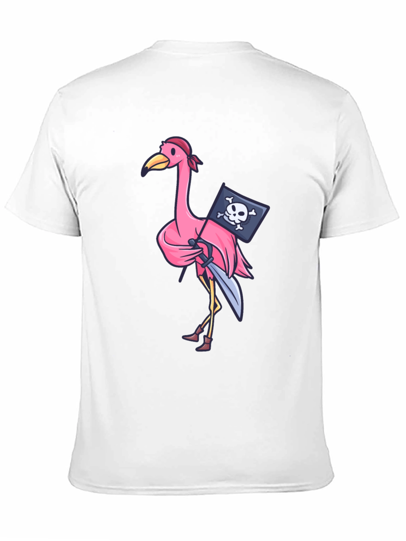 Black Pirate Flamingo T-Shirt - Novelty Graphic Tee view 11