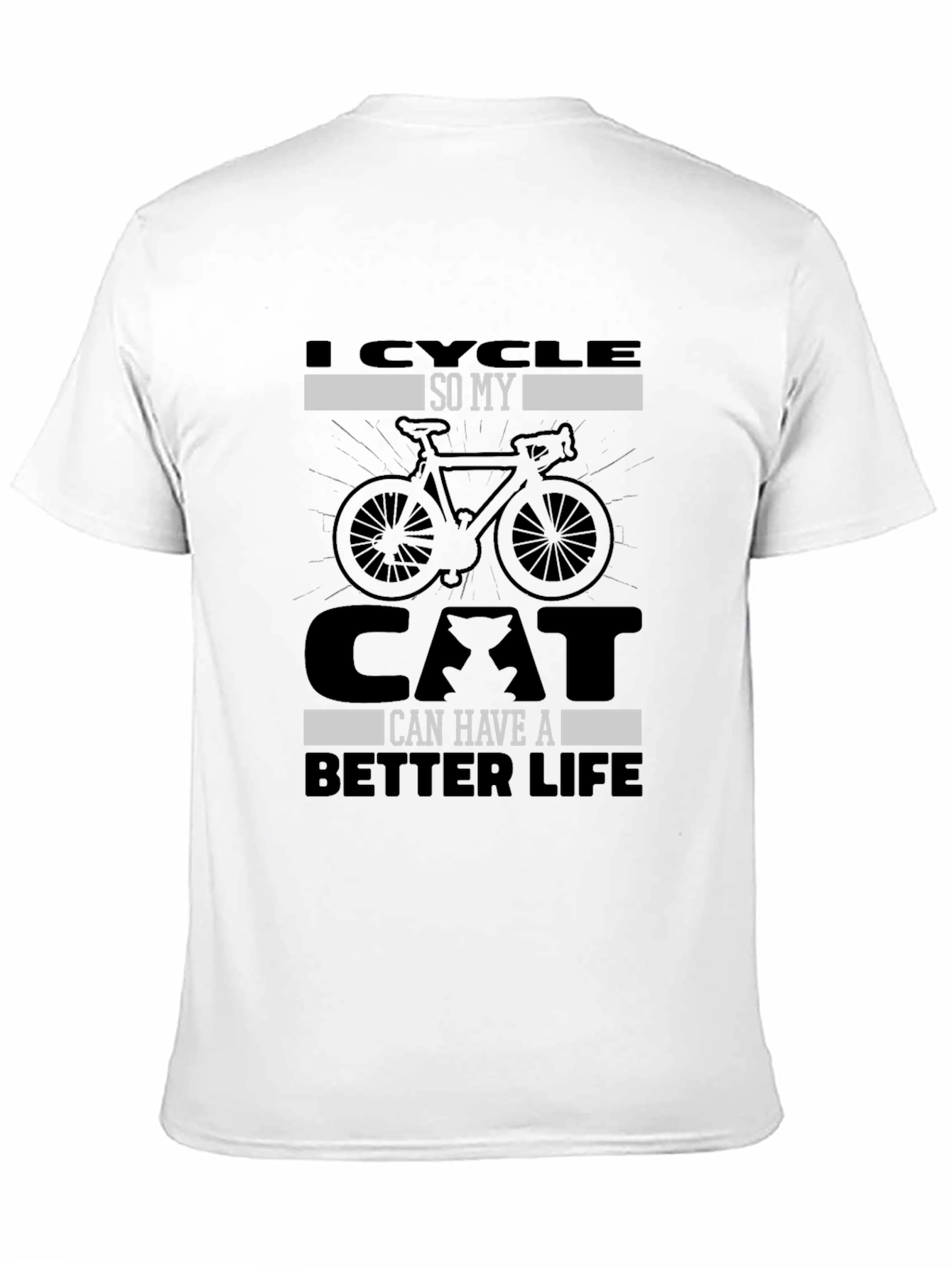 Black I Cycle For My Cat T-Shirt Funny Bicycle Graphic Tee view 11