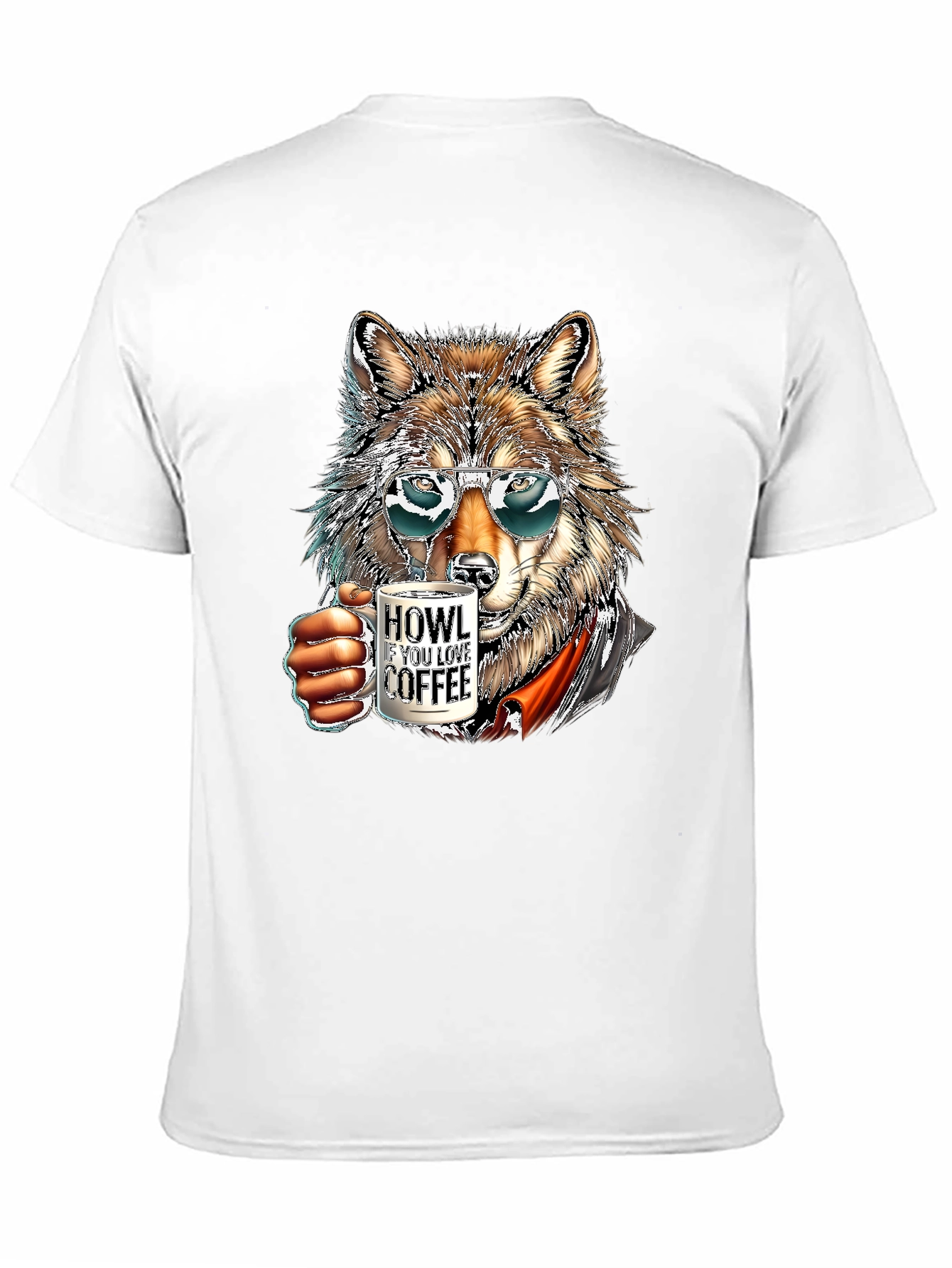 Black Cool Wolf Coffee Lover T-Shirt view 11