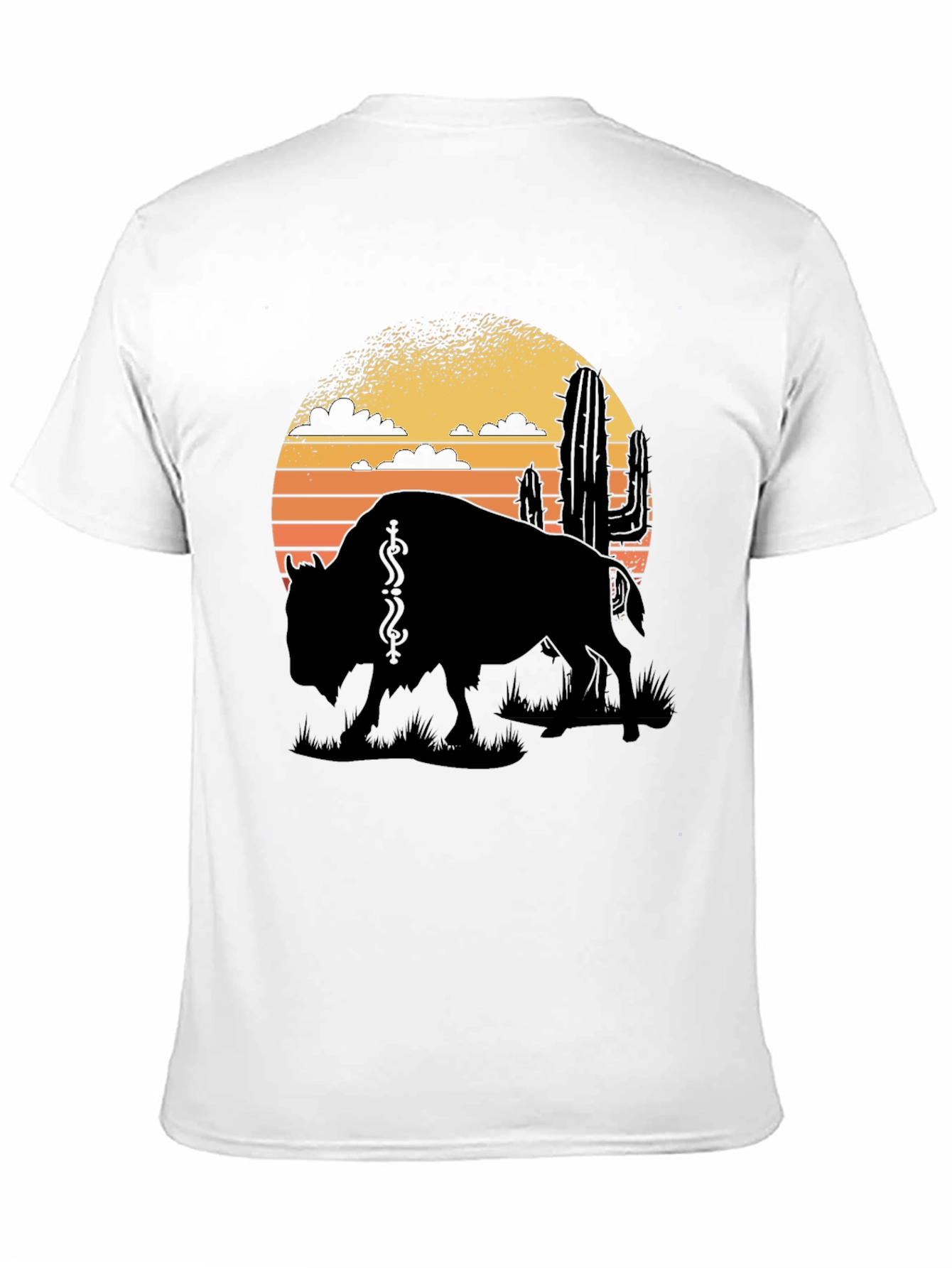 Black Buffalo Sunset Graphic Tee - Black Cotton T-Shirt view 11