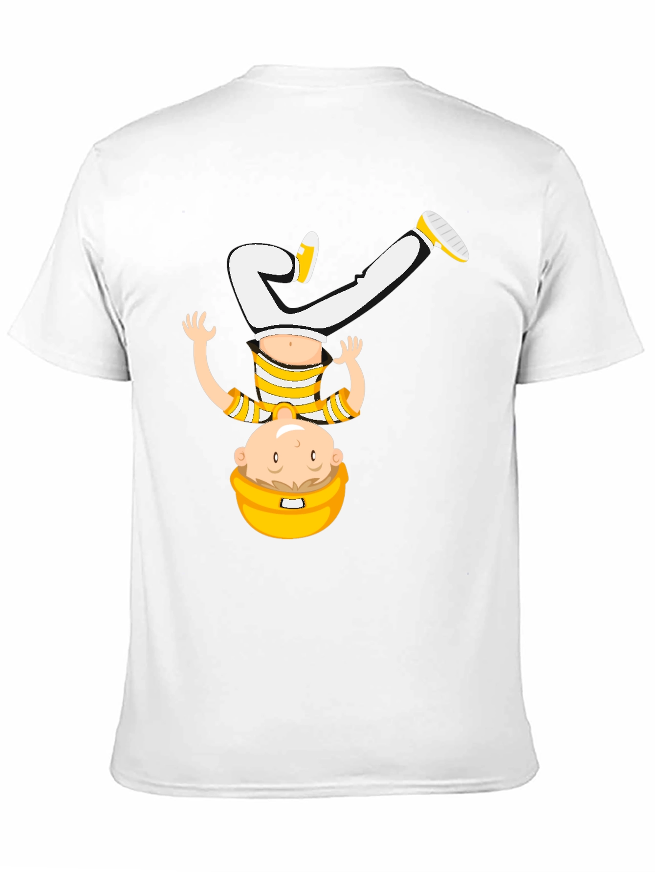 Black Funny Upside Down Cartoon T-Shirt - Black view 11