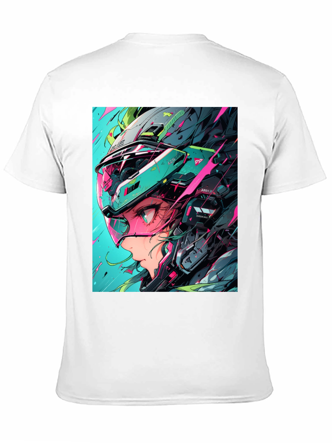 Black Cyberpunk Girl Helmet Graphic Tee view 11