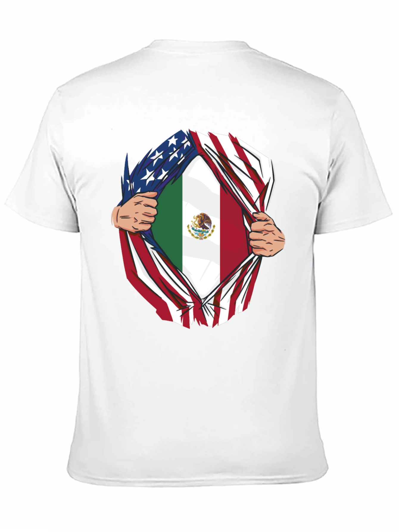 Black USA and Mexico Flag T-Shirt view 11