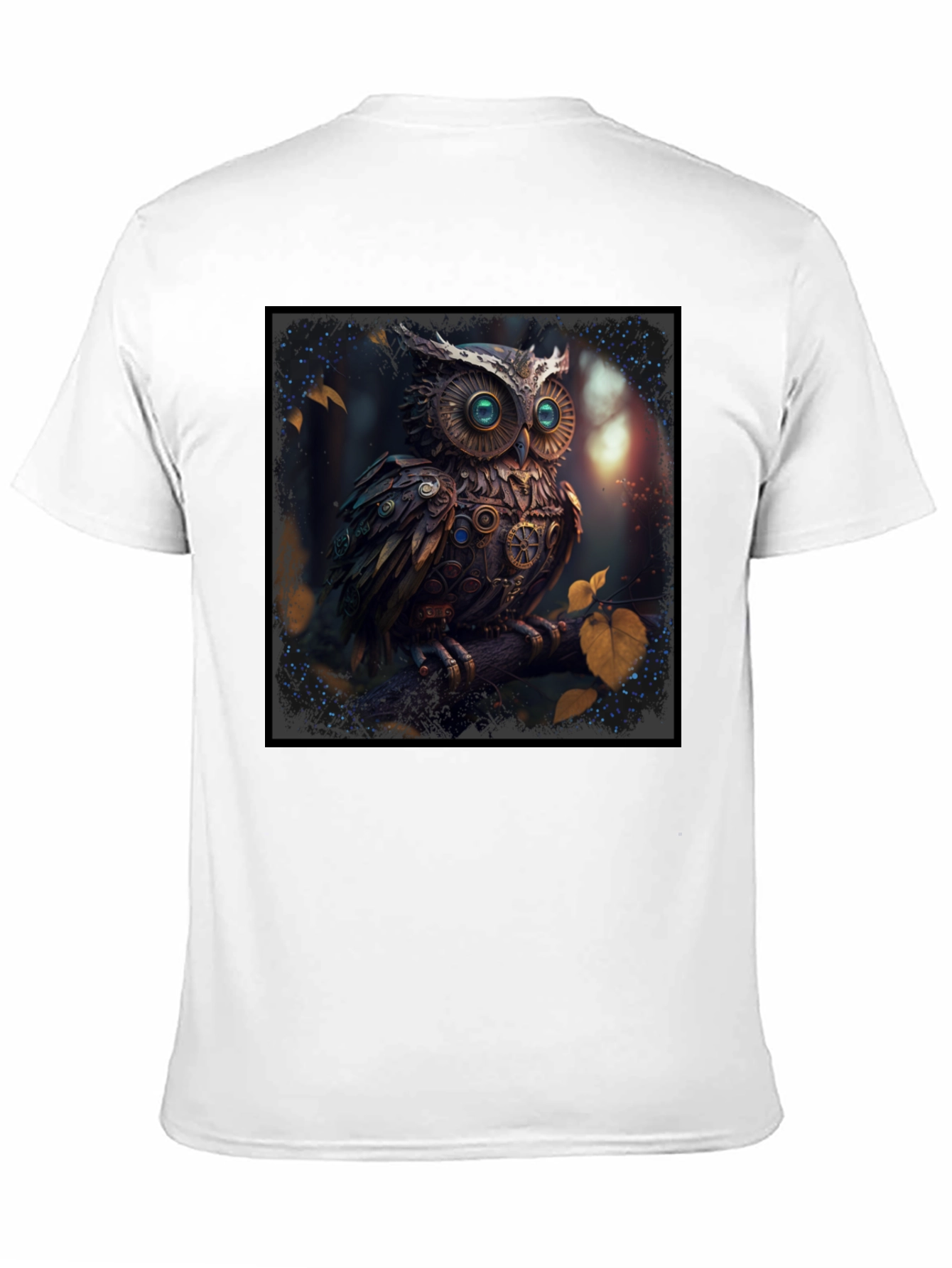 Black Steampunk Owl Graphic Black T-Shirt view 11